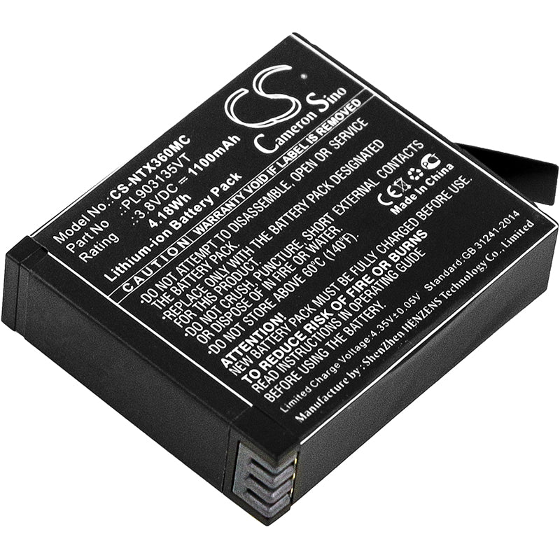 1100mAh Insta360 One X Replacement Battery - 3.8V Li-ion - PL903135VT & S01 Compatible
