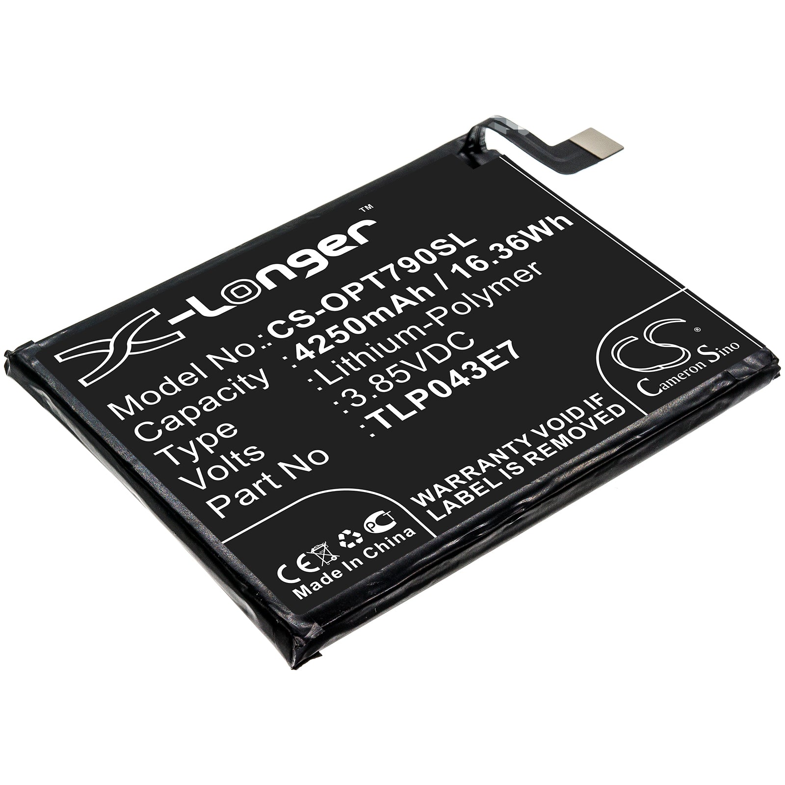 4250mAh Replacement Battery for Alcatel Revvl 5G & T790 Series - TLP043E7, 3.85V Li-Polymer
