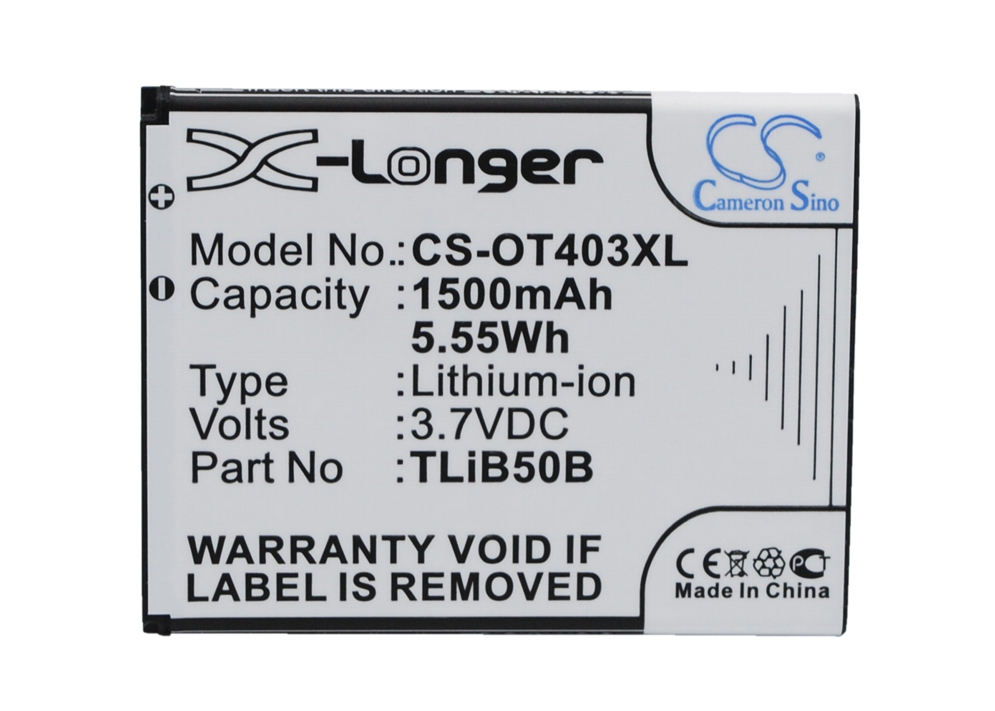 1500mAh Replacement Battery for Alcatel OT-4030 One Touch S Pop CAB60B0000C2 - 3.7V Li-ion - Phone Power Solution
