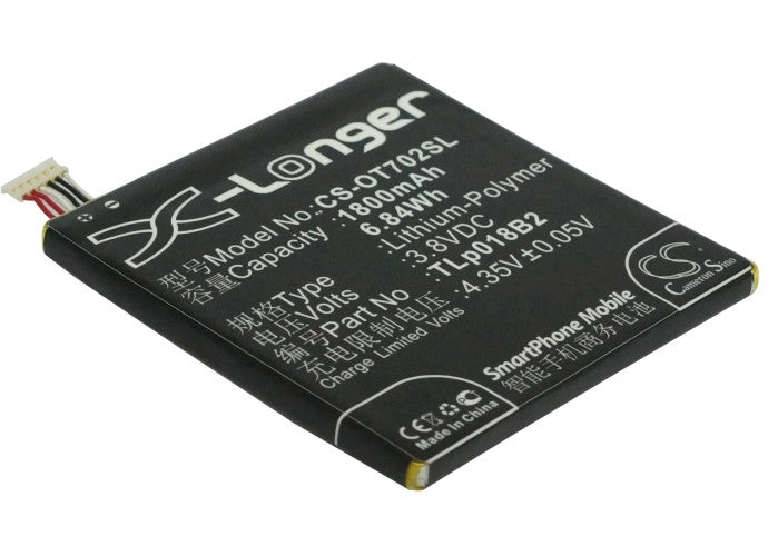 1800mAh 3.8V Li-Polymer Replacement Battery for Alcatel One Touch Fierce, Snap, Idol & TCL P606T - Phone Battery Replacement
