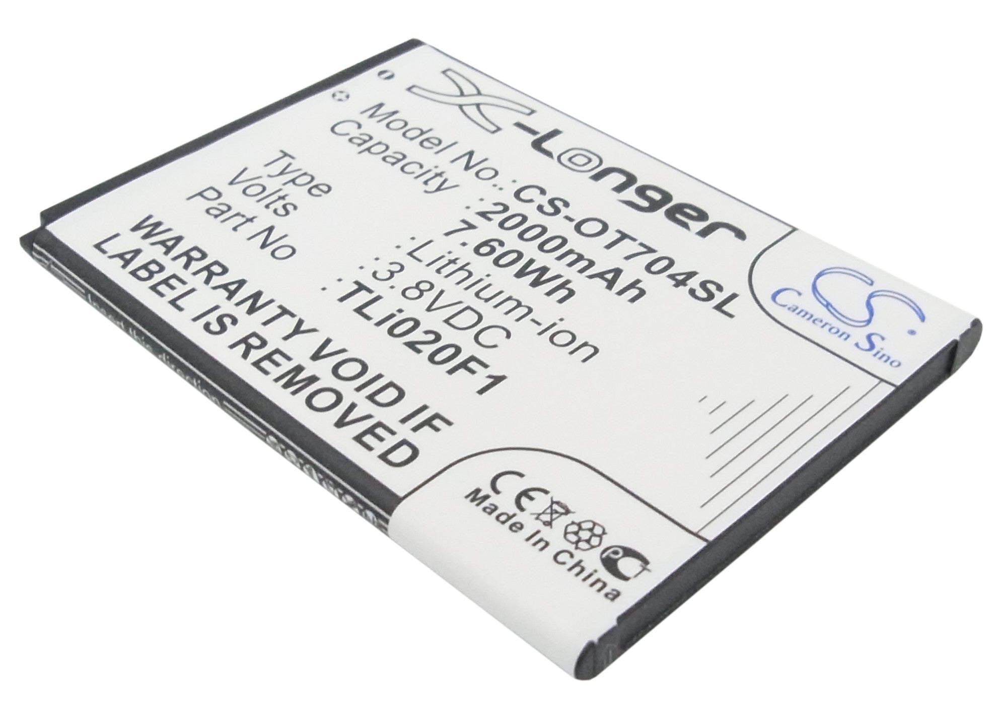 2000mAh Replacement Battery for Alcatel Pop C7 & Vodafone Smart Turbo - Li-ion 3.8V 7.6Wh - Reliable Power Source
