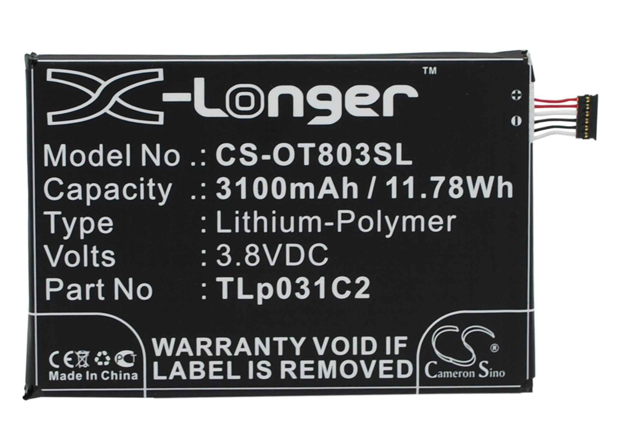 3100mAh Replacement Battery - Alcatel One Touch Hero 2 OT-8030 & Orange Nura - Smartphone Power Solution
