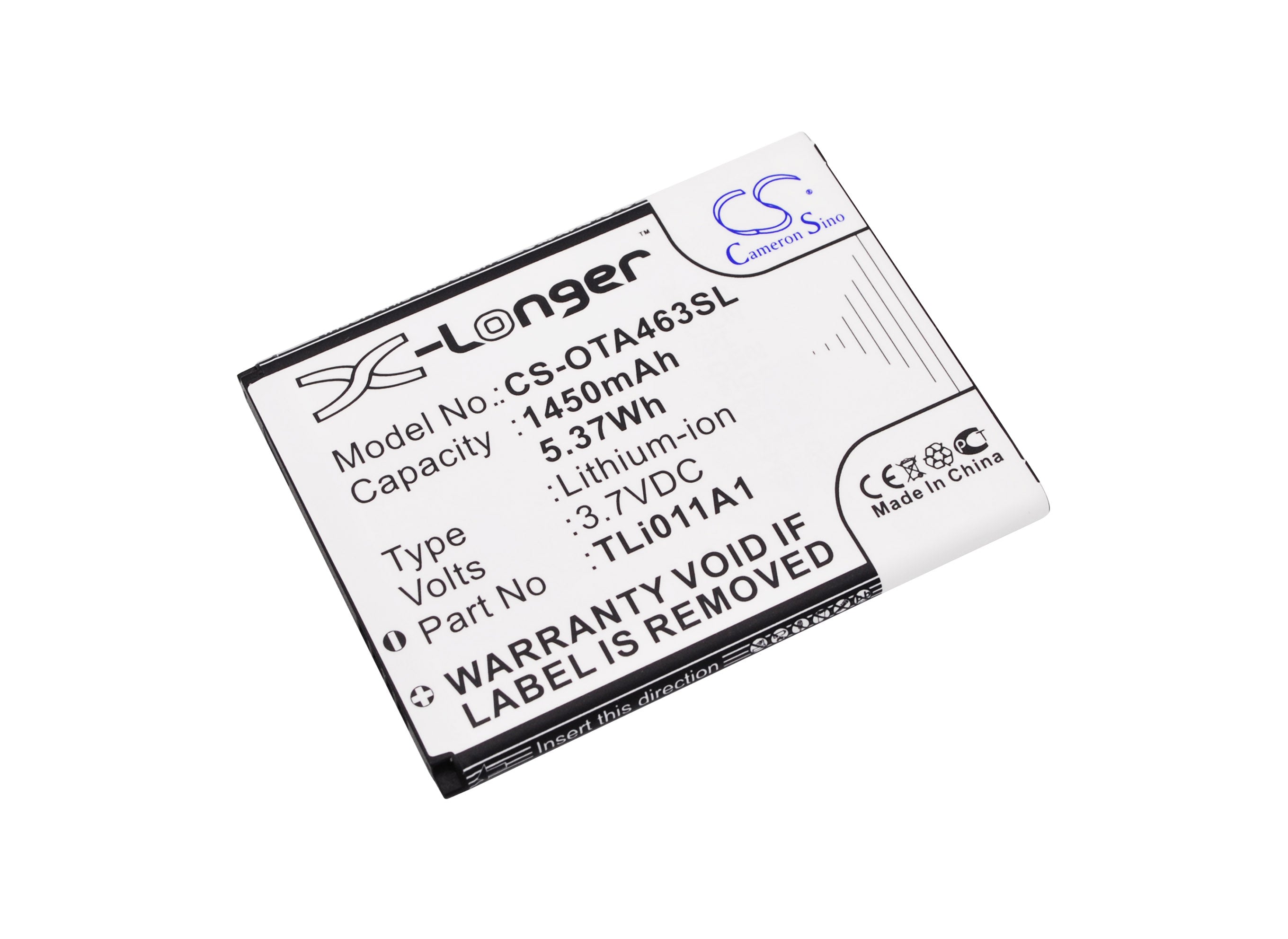 1450mAh Replacement Battery for Alcatel Pixi Glitz 4G A463 A463BG - 3.7V Li-ion Phone Battery - Reliable Power Source
