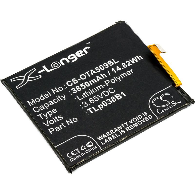 3850mAh TLp038B1 Replacement Battery for Alcatel A7, A7 LTE, A7 XL Series Smartphones
