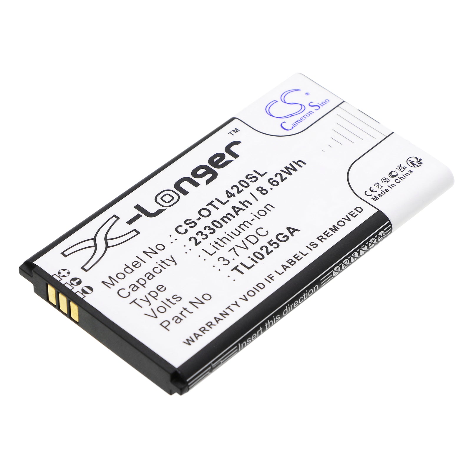 2330mAh Replacement Battery for Alcatel Link Zone MW42LM Mobile Hotspot - 3.7V Li-ion
