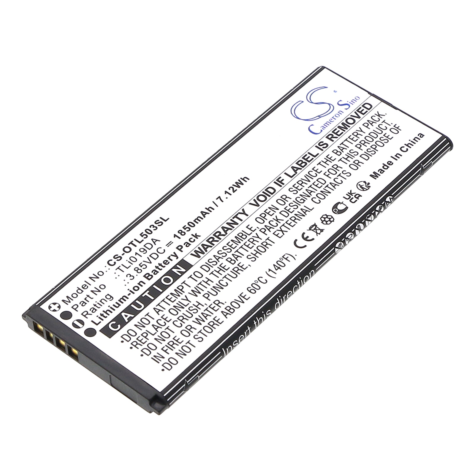 Alcatel OT-5033A Battery Replacement - 1950mAh Lithium-ion - Fits OT-5005R & TLi019DA Models

