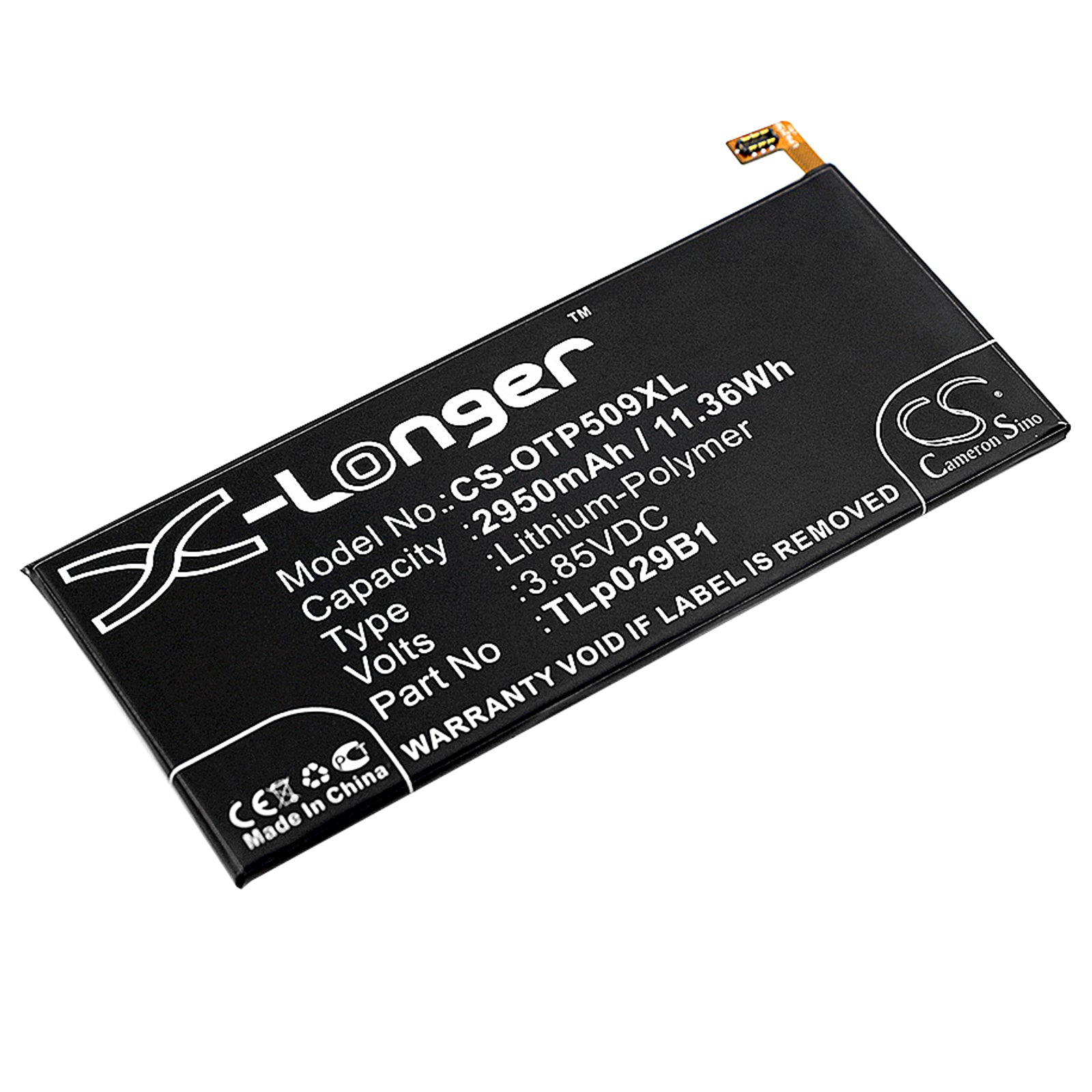 2950mAh Replacement Battery for Alcatel Pop 4S LTE, Shine Plus, Flash Plus 2 & Vodafone Smart Ultra 7 - Extended Life