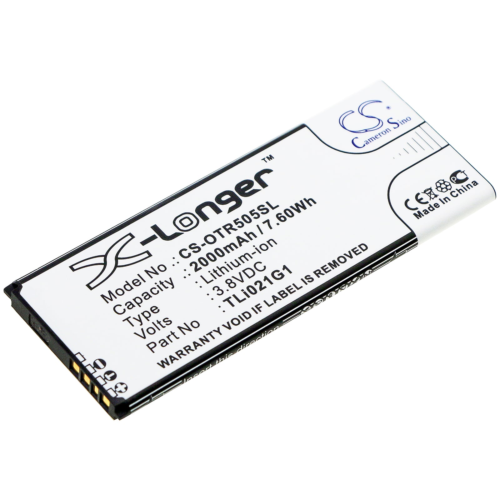 Alcatel Insight 5005R Battery - 2000mAh Replacement Lithium-ion 3.8V, Model TLi021G1
