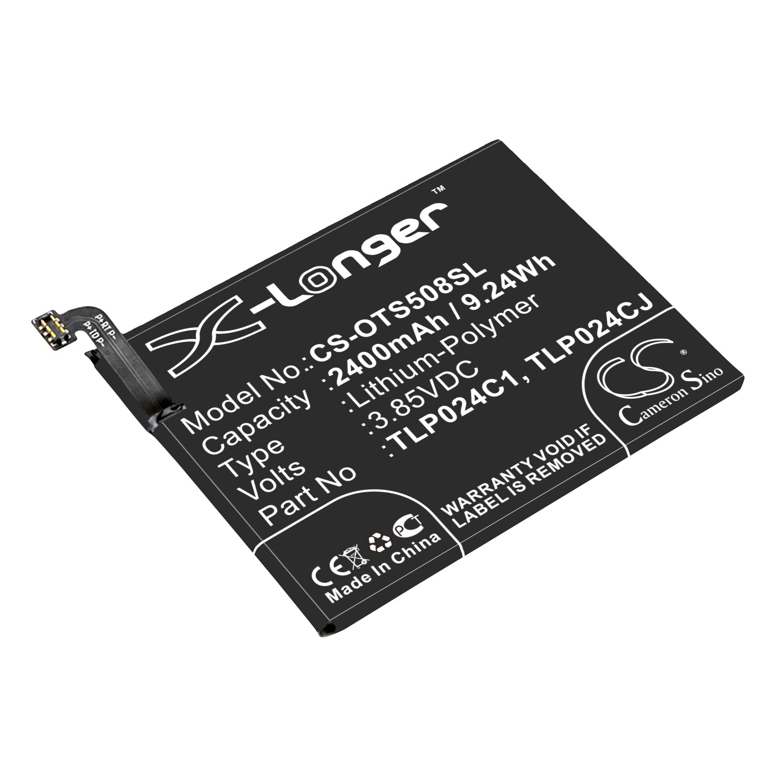 2400mAh 3.85V Li-Polymer Replacement Battery for Alcatel Shine Lite, A3, Vodafone Smart N8 Phones

