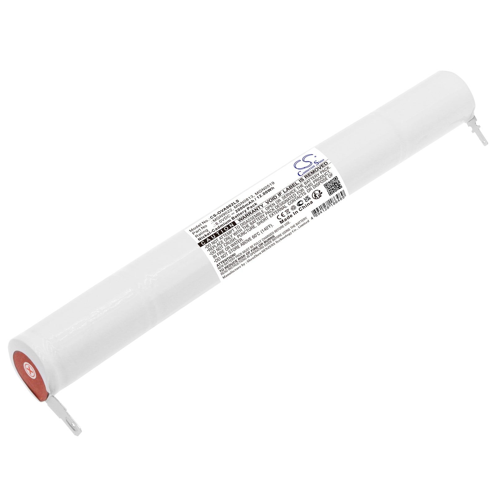 6.0V 2000mAh Ni-CD Emergency Light Battery - URA MGN9022, 186001, 804829 Replacement, 22.5x22.5x214.10mm
