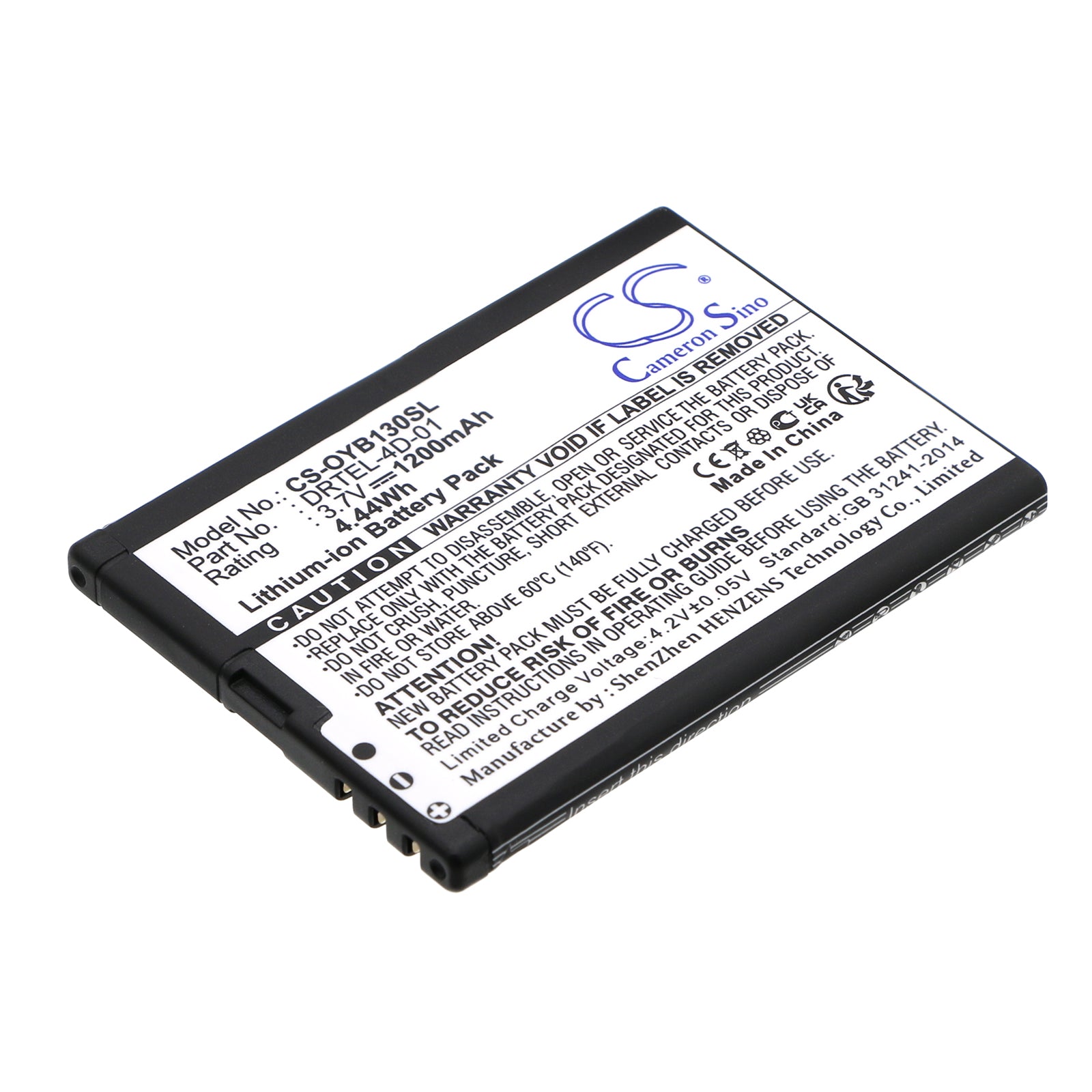 1200mAh 3.7V Li-ion Replacement Battery for Bea-fon T850, SL320, myPhone Halo 2, MaxCom MM238
