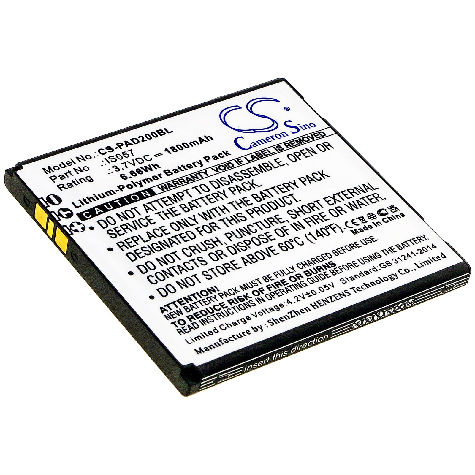 1800mAh Replacement Battery for Pax D200T, IS275, myPOS D200 Terminals & Angelcare Monitors
