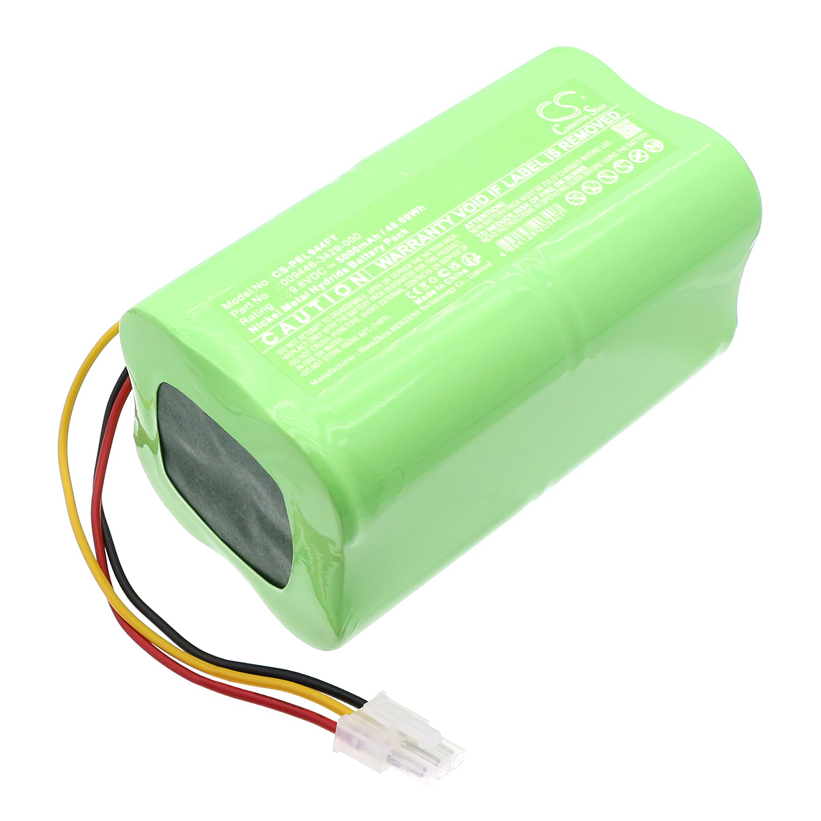 9.6V 5000mAh Ni-MH Battery Pack for Peli 9440 RALS Flashlight - High Capacity 48Wh Replacement

