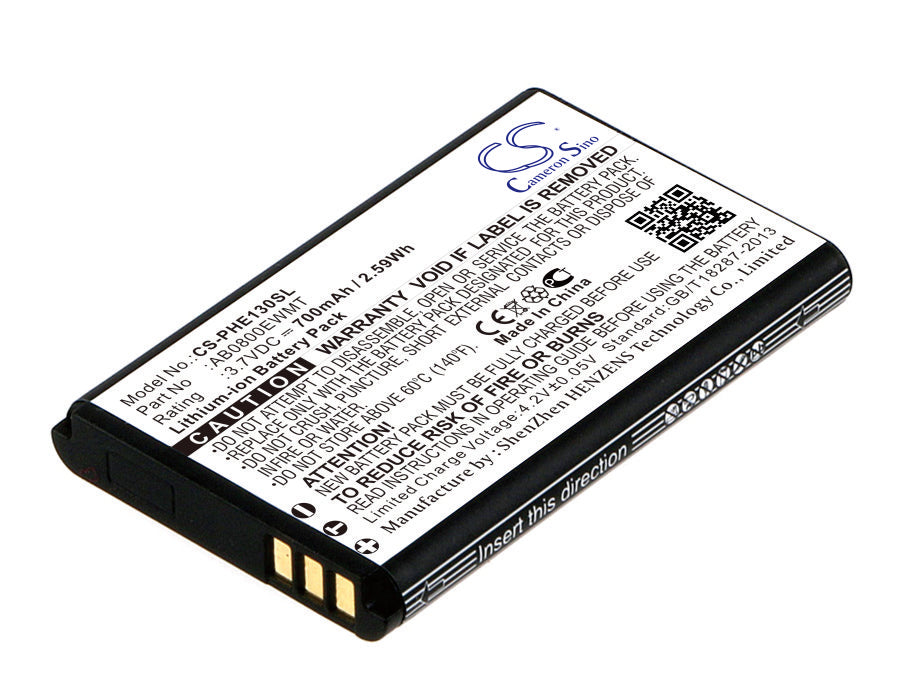 700mAh 3.7V Li-ion Replacement Battery for Philips E130, E105, Xenium, E1500 Mobile Phones
