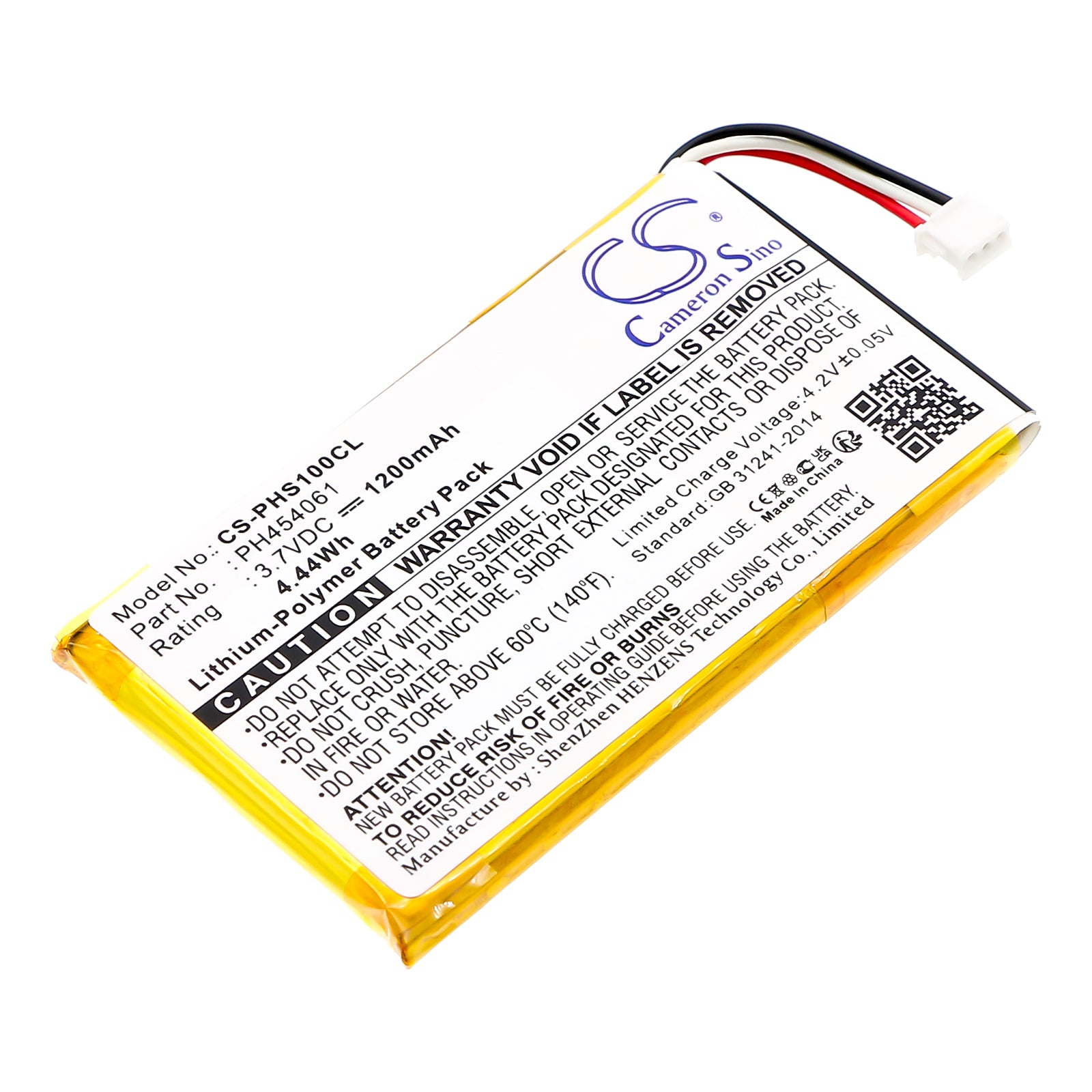 1200mAh Replacement Battery for Philips S10A, S10A/38, S10H Cordless Phone - 3.7V Li-Polymer
