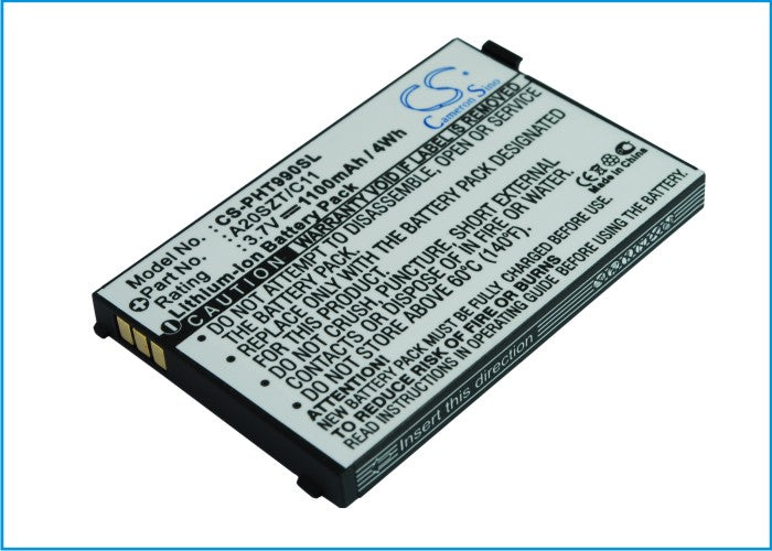 1100mAh 3.7V Li-ion Replacement Battery for Philips Xenium 9a9T, 9@9T, A20SZT/C11 Smartphones - High Capacity Power
