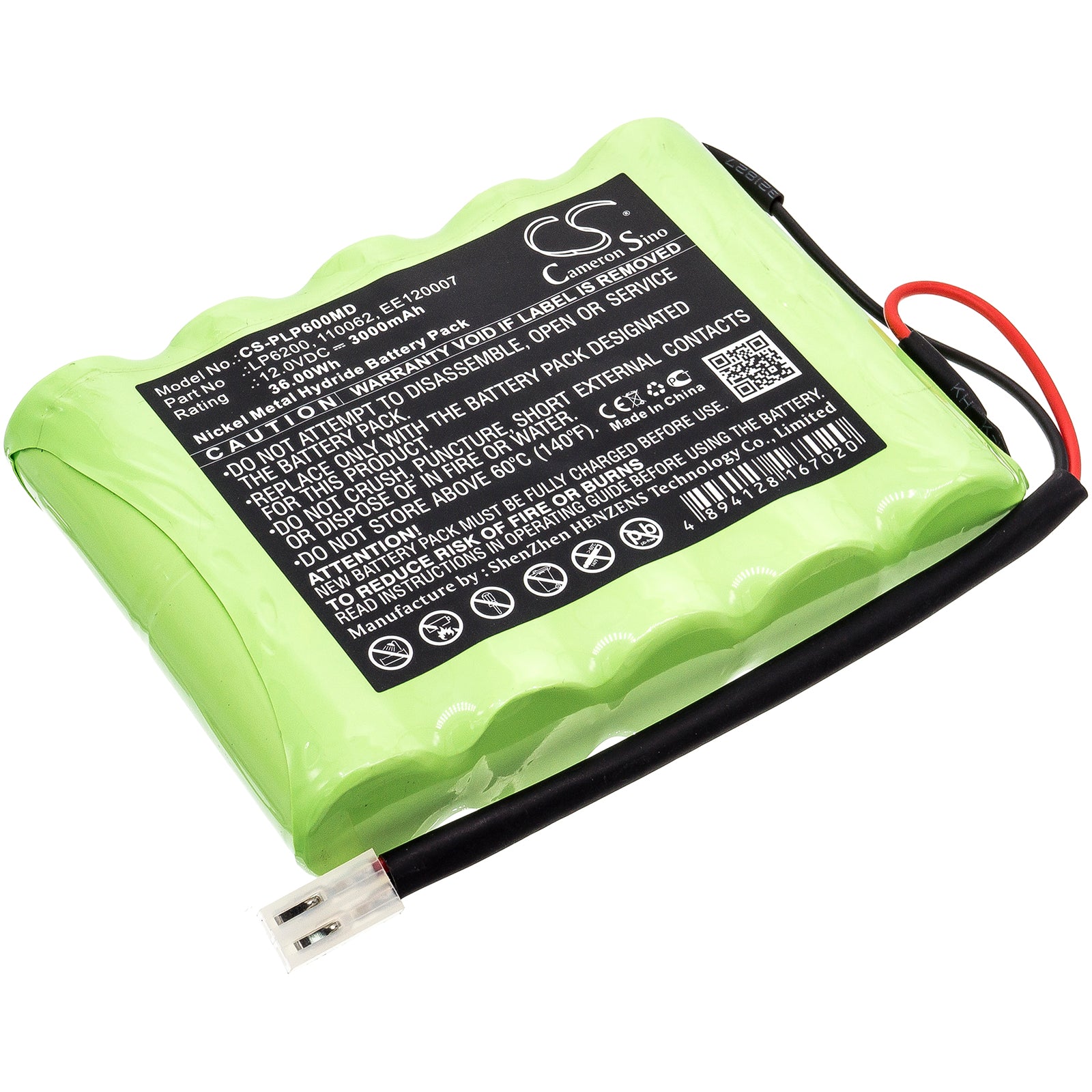 12V 3000mAh Ni-MH Battery for Physio-Control Lifepak 6, 6S, 7 Defibrillator - Replacement Medical Battery
