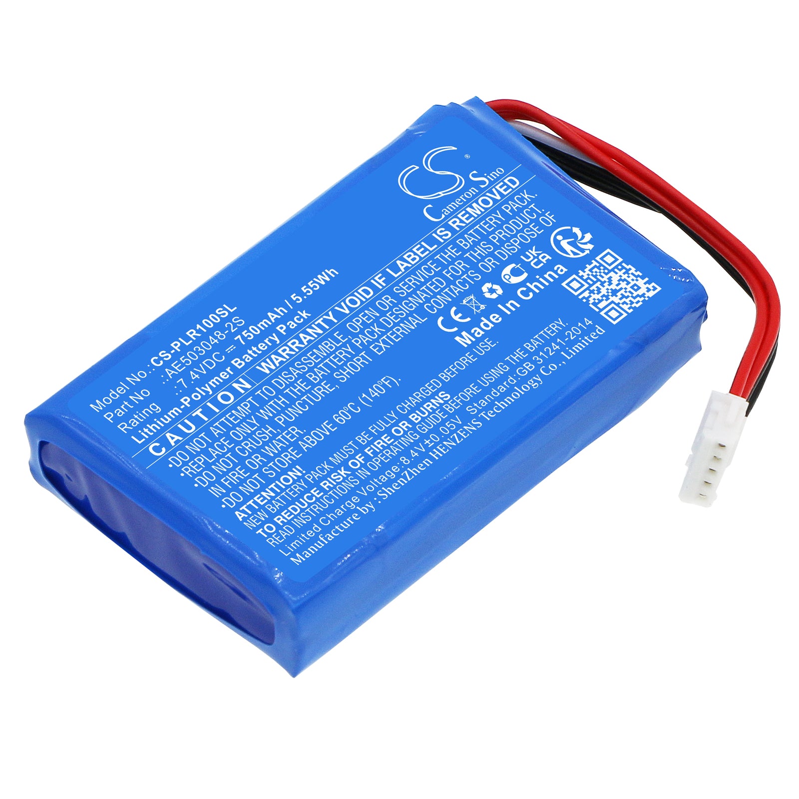 750mAh Replacement Battery for Polaroid Zip Printer - 7.4V Li-Polymer Battery - AE503048-2S
