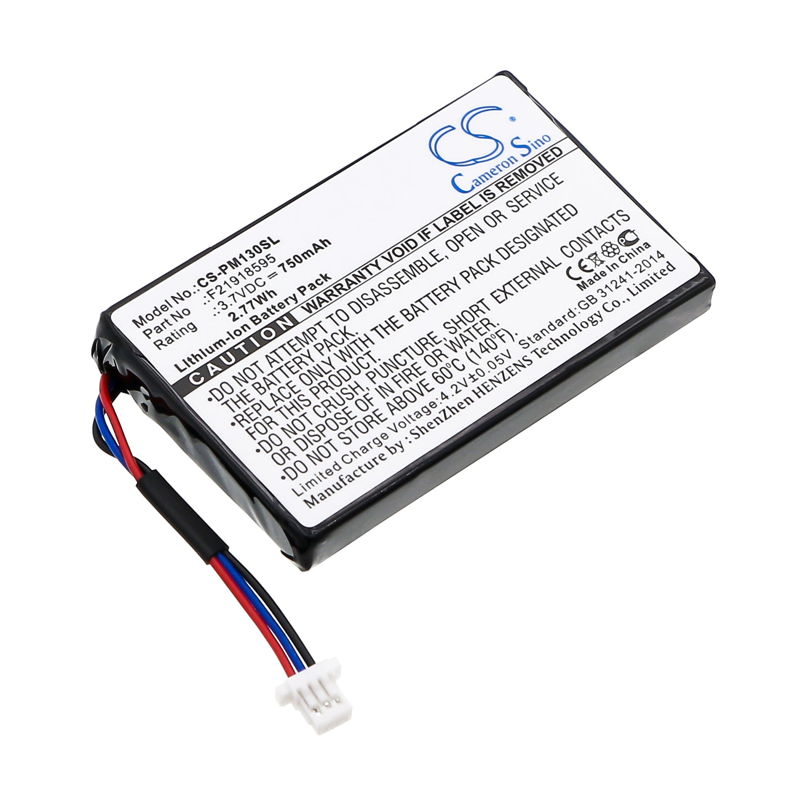750mAh Replacement Battery for Palm M130 M135 PDA - 3.7V Li-ion, Pocket PC Power Pack, 48.3x29.9mm

