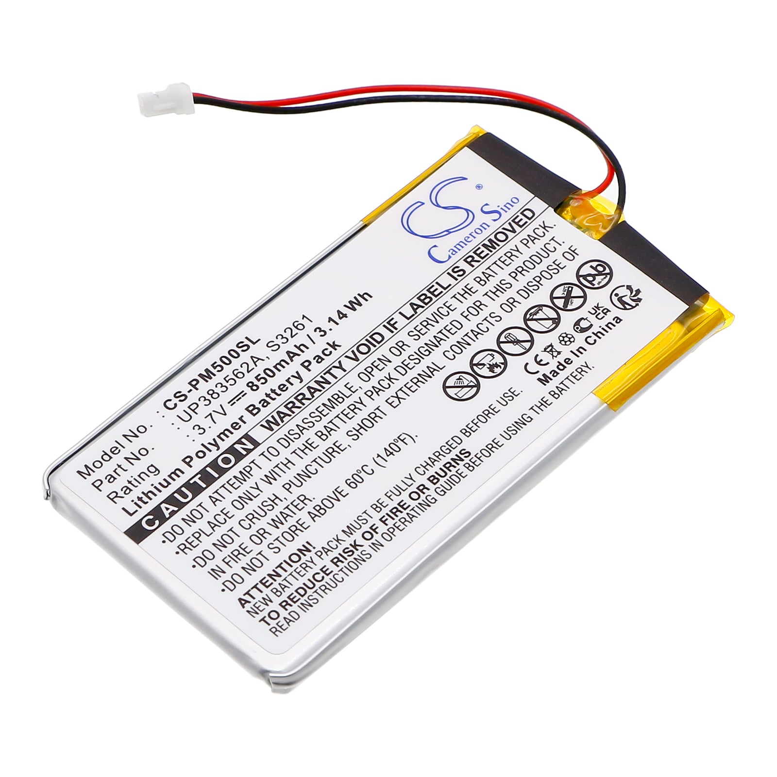850mAh Battery for IBM WorkPad c500 & Palm M515 - 3.7V Li-Polymer Replacement - UP383562A 
