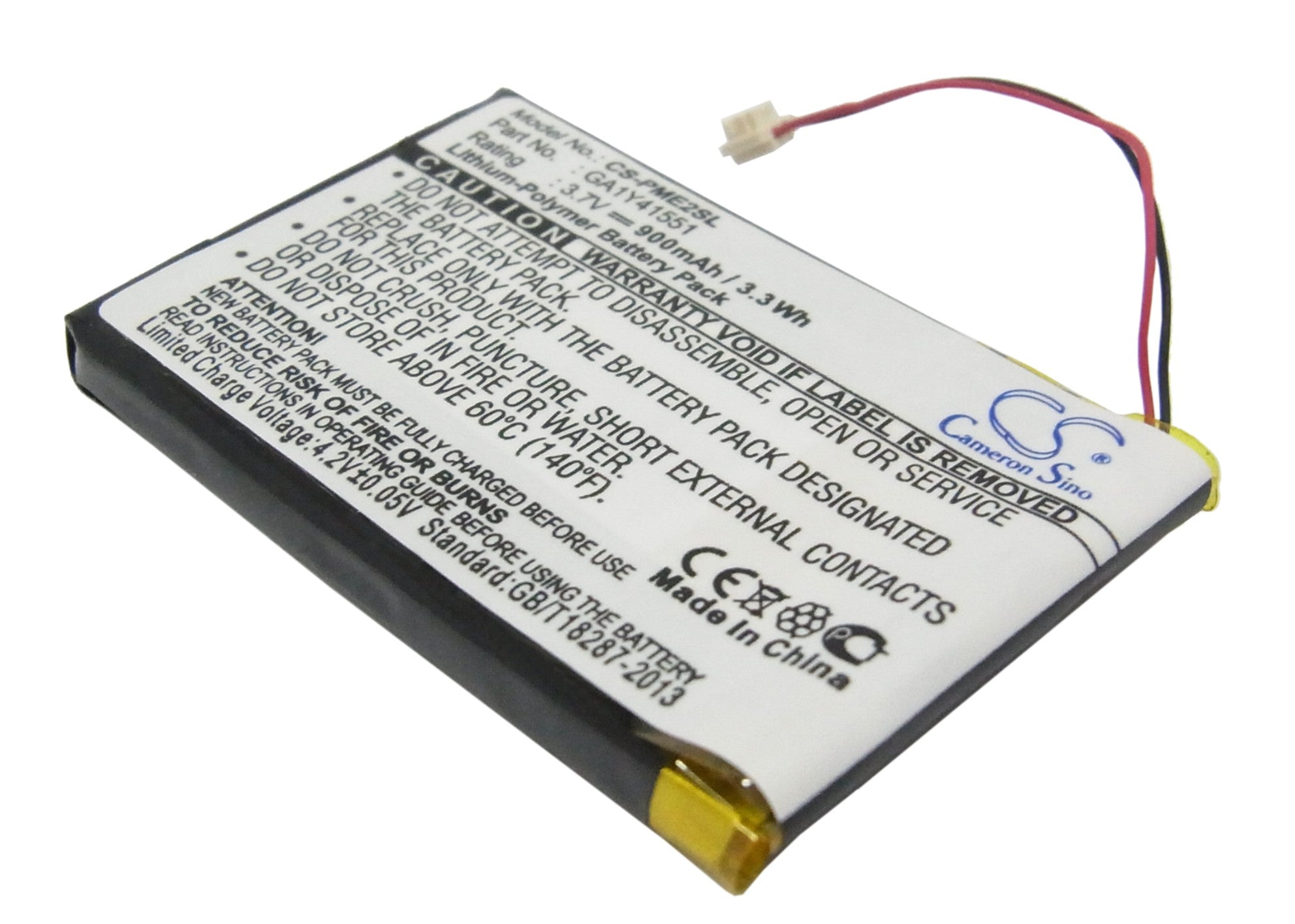 900mAh Replacement Battery for Palm Tungsten E2 PDA, Pocket PC - 3.7V 3.3Wh Li-Polymer 
