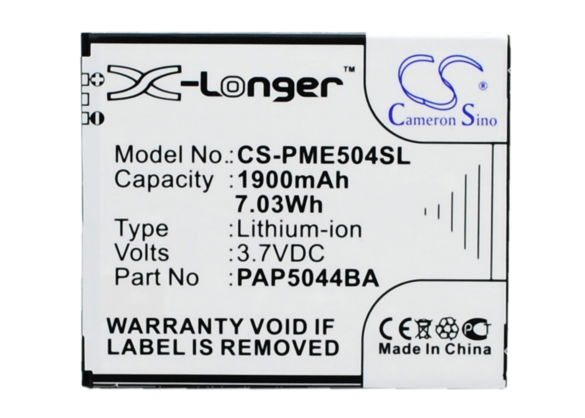 1900mAh 3.7V Li-ion Replacement Battery for Prestigio MultiPhone 5044 Duo / PAP5044 DUO Smartphone
