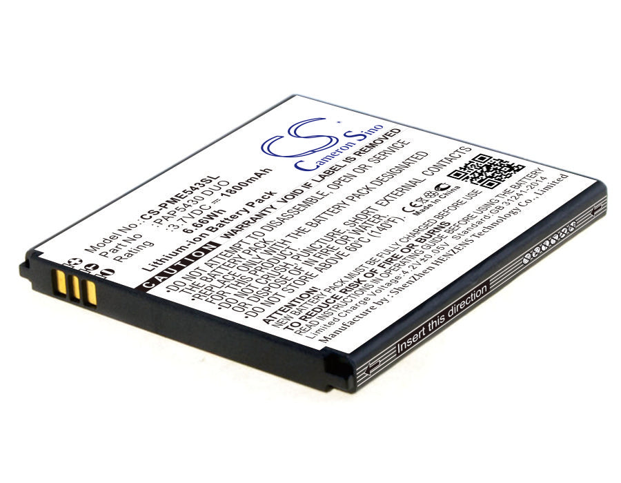 1800mAh Replacement Battery for Prestigio MultiPhone 5430 Duo (PAP5430 DUO) - 3.7V Li-ion Smartphone Battery
