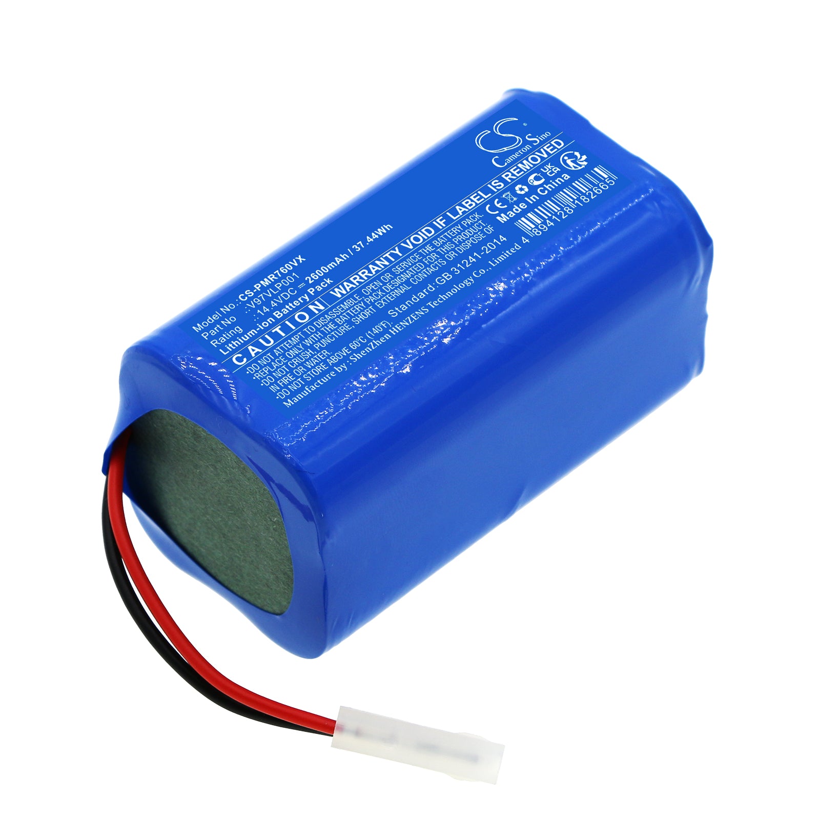 2600mAh Replacement Battery for Panasonic Robotic Vacuum MC-8R76C, MC-RS755, RoboJet X-Force, 14.4V Li-ion
