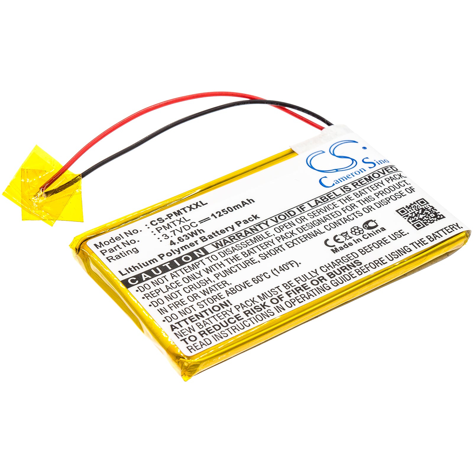 Palm Tungsten TX PDA Battery - 1250mAh Replacement, 3.7V Li-Polymer, Size: 60x36.5x5mm
