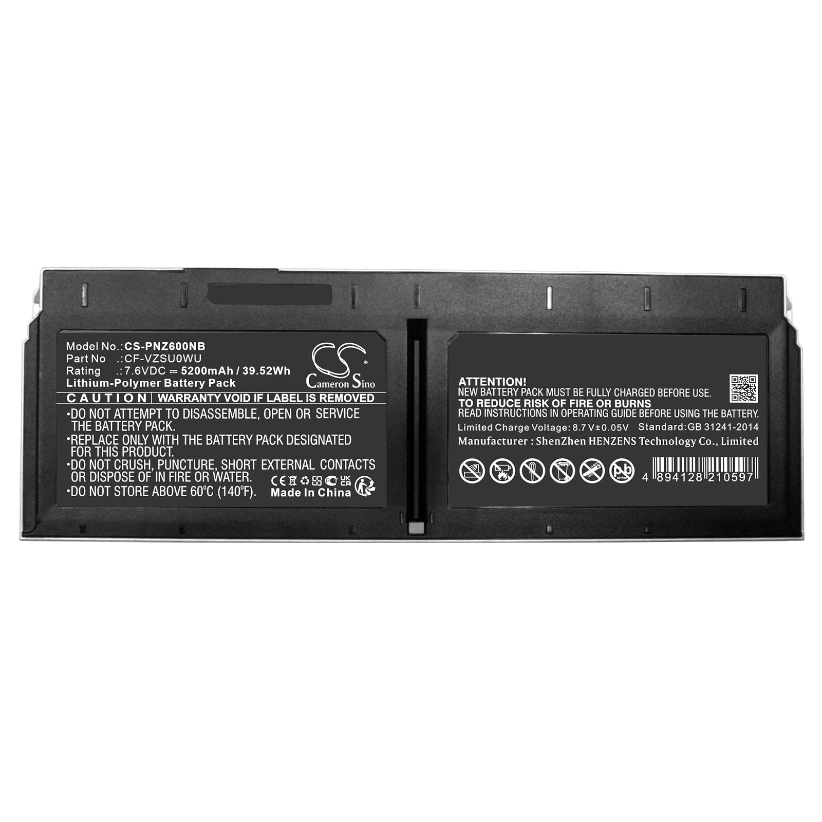 5200mAh Li-Polymer Replacement Battery for Panasonic Toughbook CF-XZ6 & CF-VZSU0WU/XU/ZU Series Laptop
