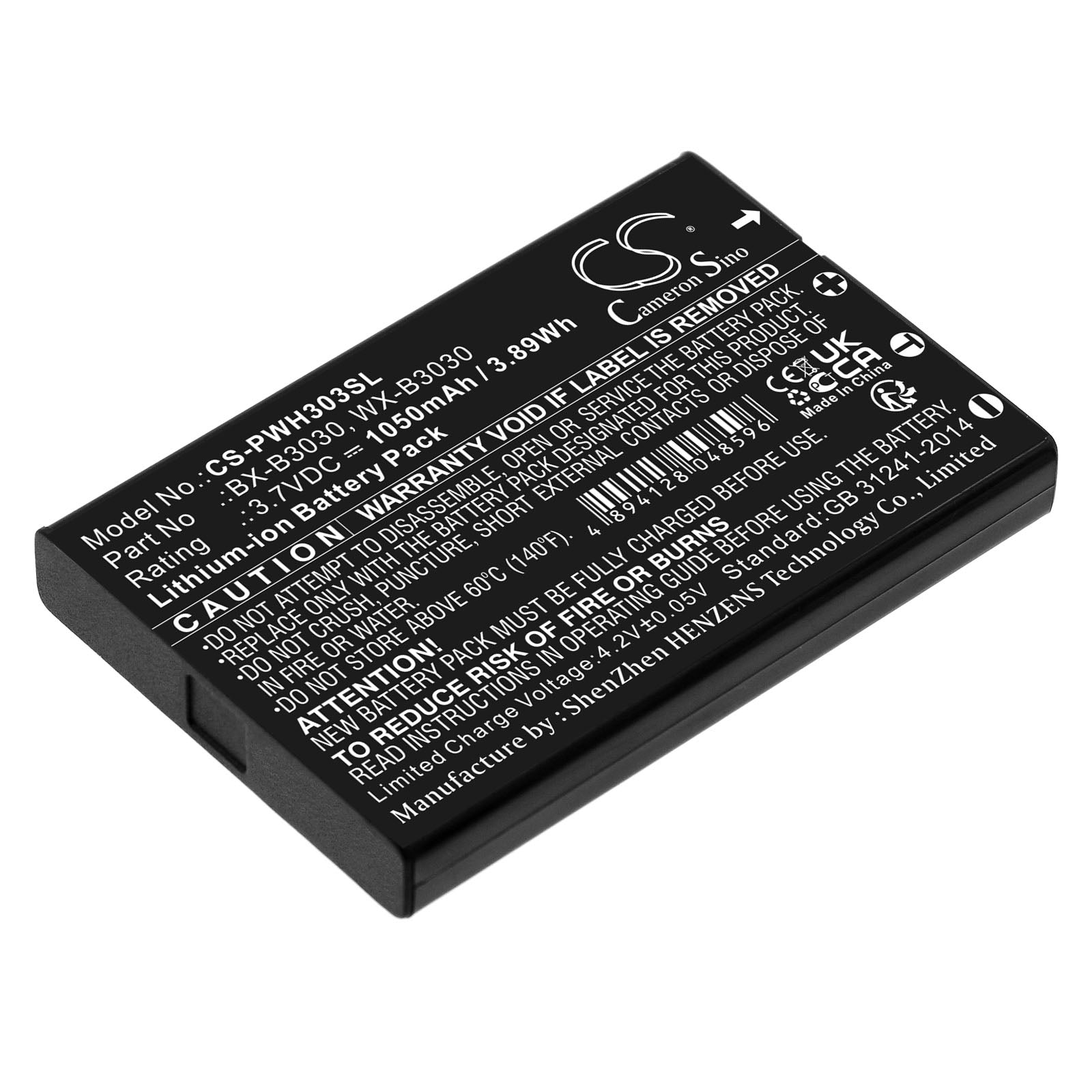1050mAh Li-ion Replacement Battery for Listen Technologies/Panasonic Receivers & Microphones - 3.7V, 3.89Wh
