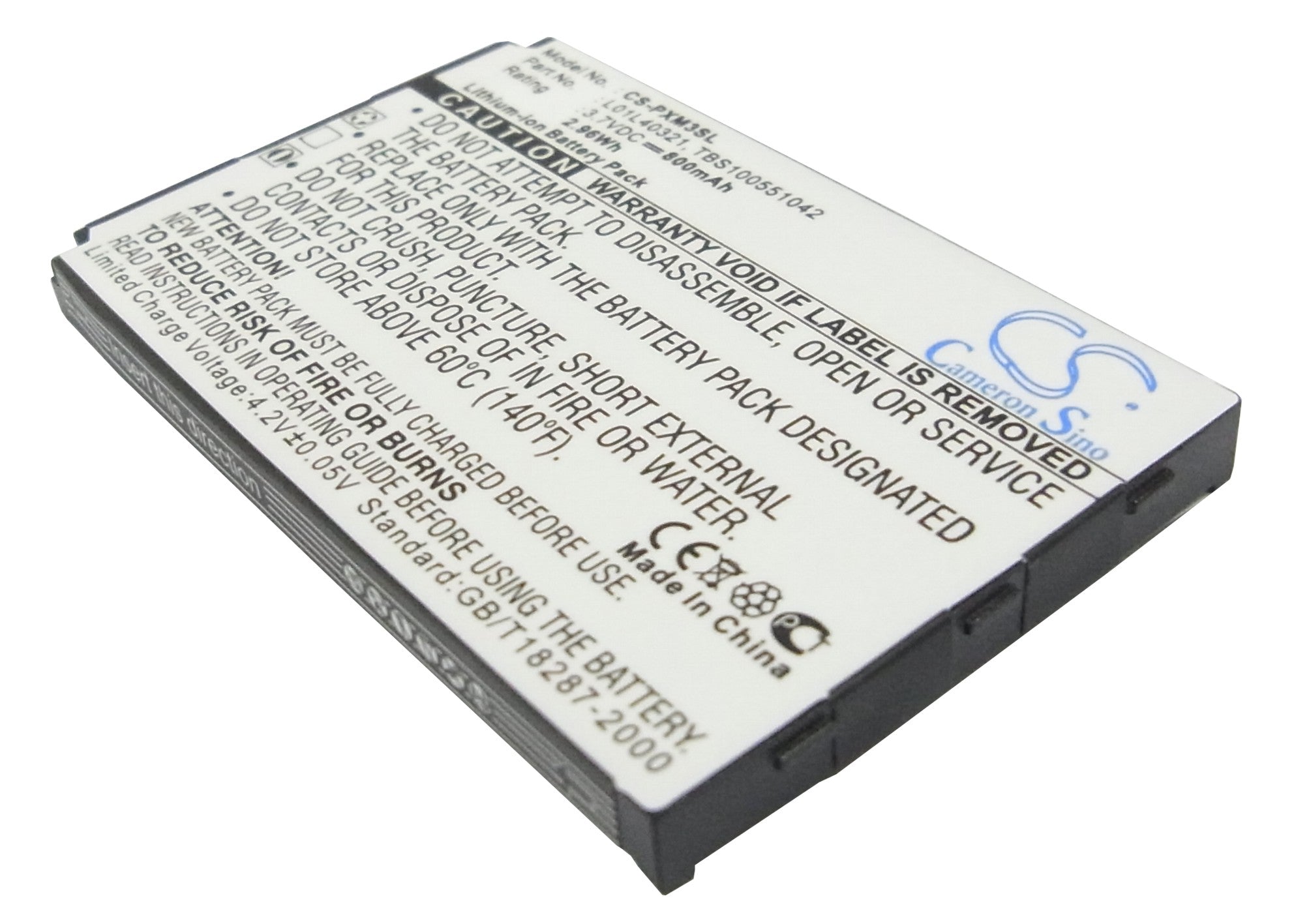 800mAh Battery Replacement for Pioneer GEX-XMP3, XMP3i, XMP3H1 Sirius XM Media Player - 3.7V Li-ion
