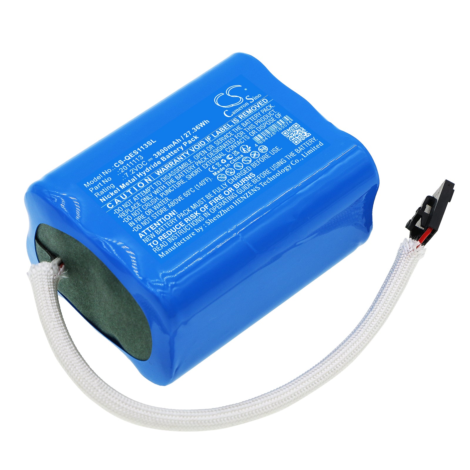 7.2V 3800mAh Ni-MH Battery Pack for QED Environmental Systems - Instrument Replacement, 69.6x53.2x35.5mm
