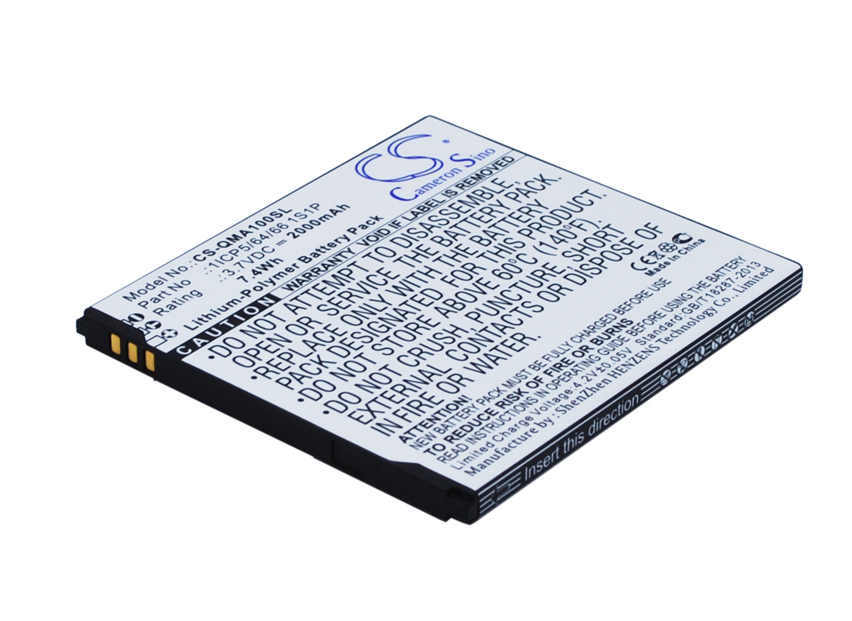 2000mAh Battery Replacement for QMobile A10 - 3.7V Li-Polymer Smartphone Battery - Exact Fit, Model A10/1ICP5/64/66
