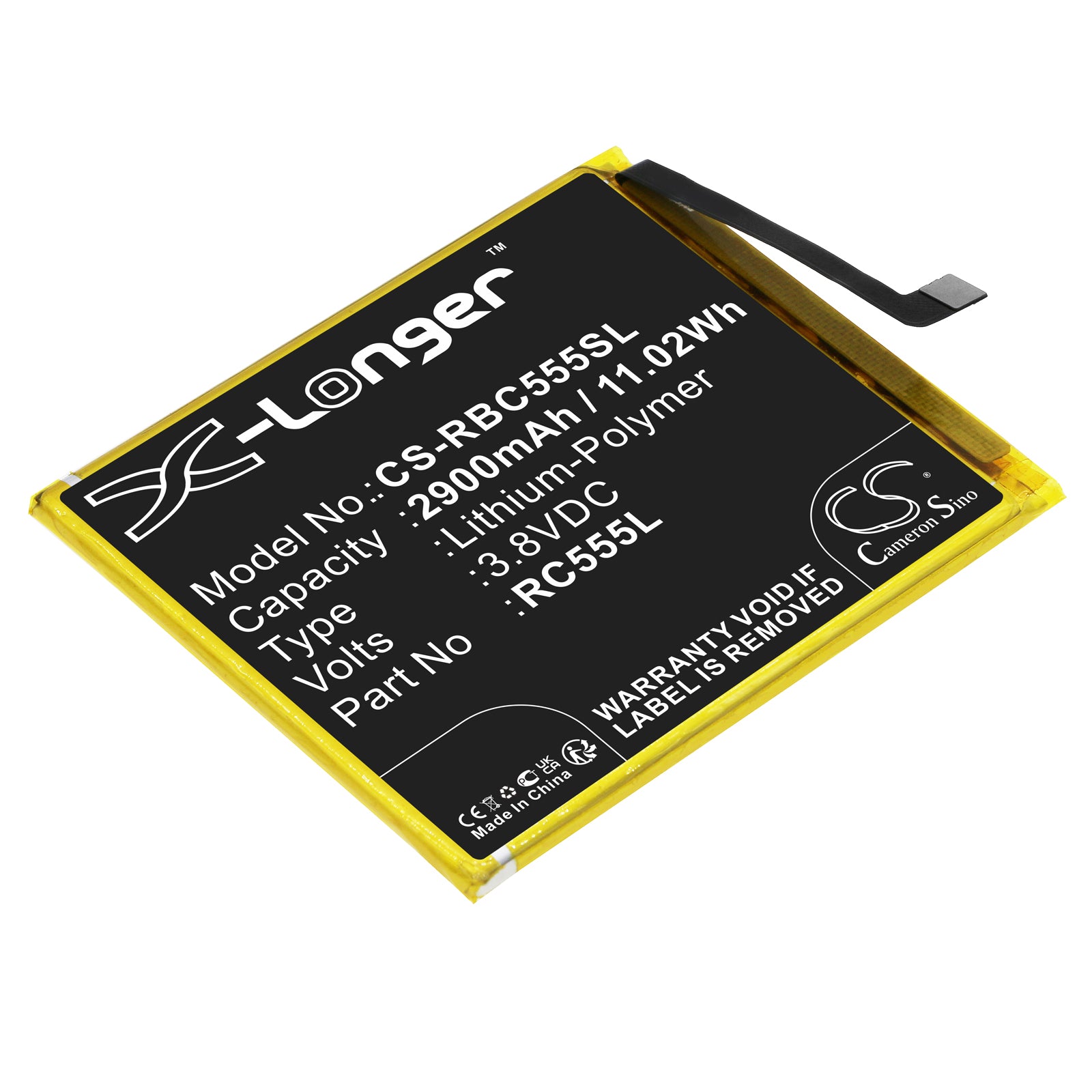 2900mAh Replacement Battery for Orbic Wonder RC555L A1203 Smartphone - 3.8V Li-Polymer - Extended Life
