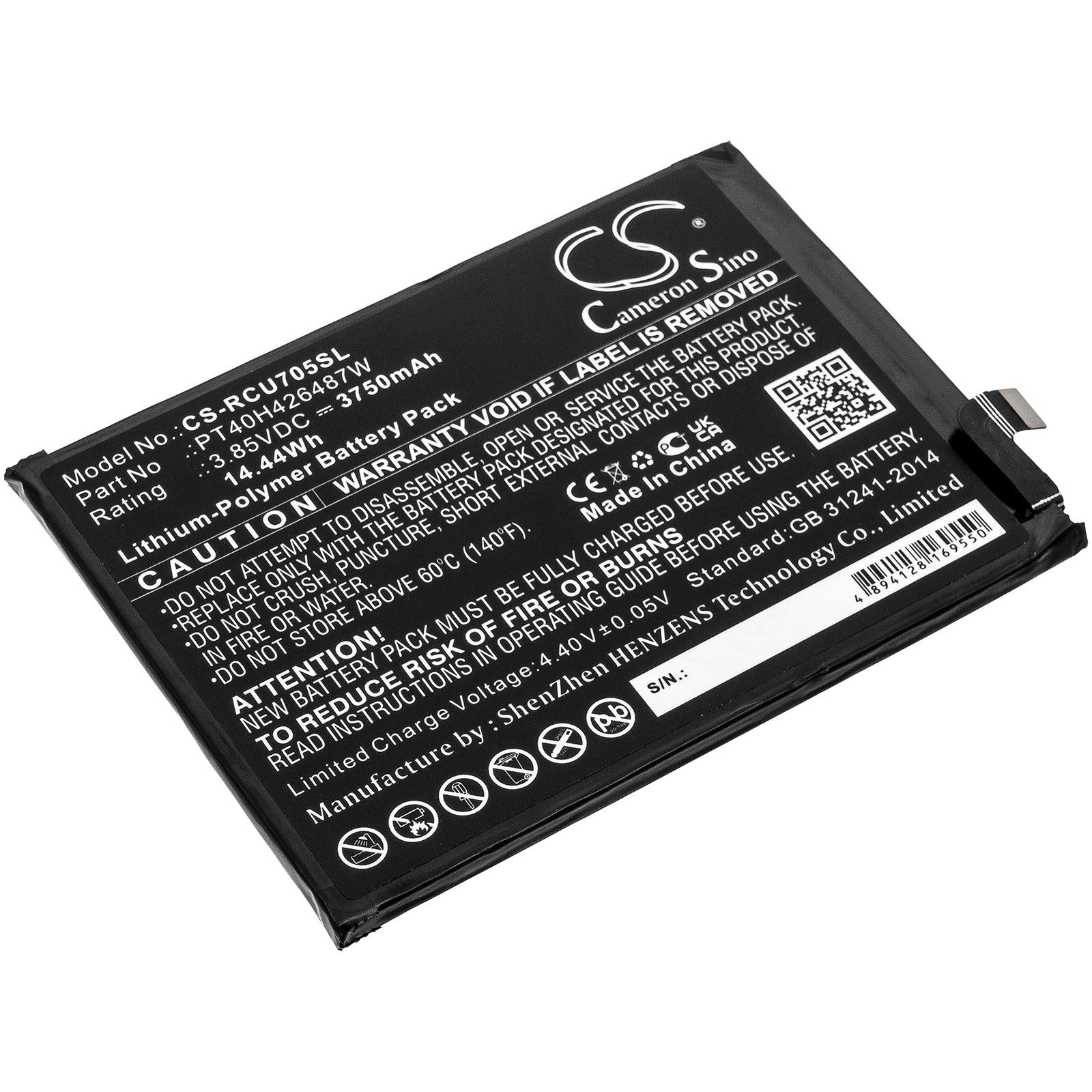 3750mAh Replacement Battery for AT&T Radiant Max & Cricket Ovation U705AA U705AC - 3.85V Li-Polymer
