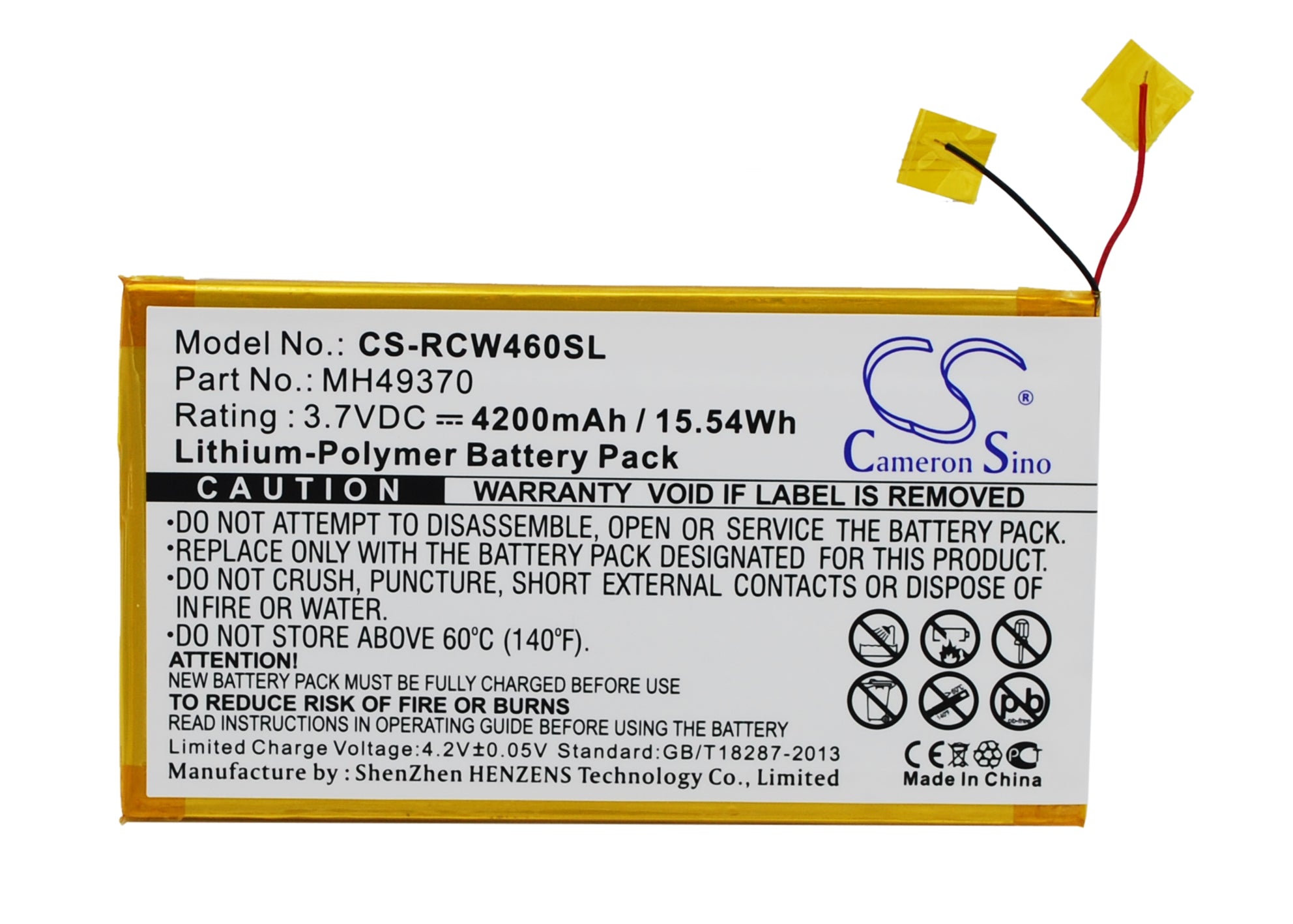 4200mAh Replacement Battery for RCA RCT6203W46 10" Tablet - 3.7V Li-Polymer - MH49370
