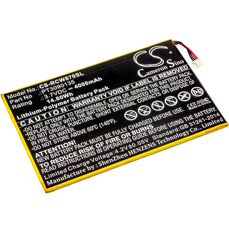 4000mAh Replacement Battery for RCA Galileo Pro 11.5, Viking Pro 10, Cambio - 3.7V Li-Polymer
