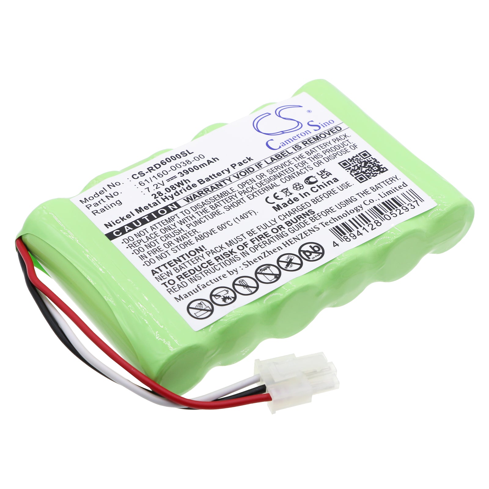 7.2V 3900mAh Ni-MH Replacement Battery for Riser Bond RD6000 Cable Analyzer - 61/160-0038-00
