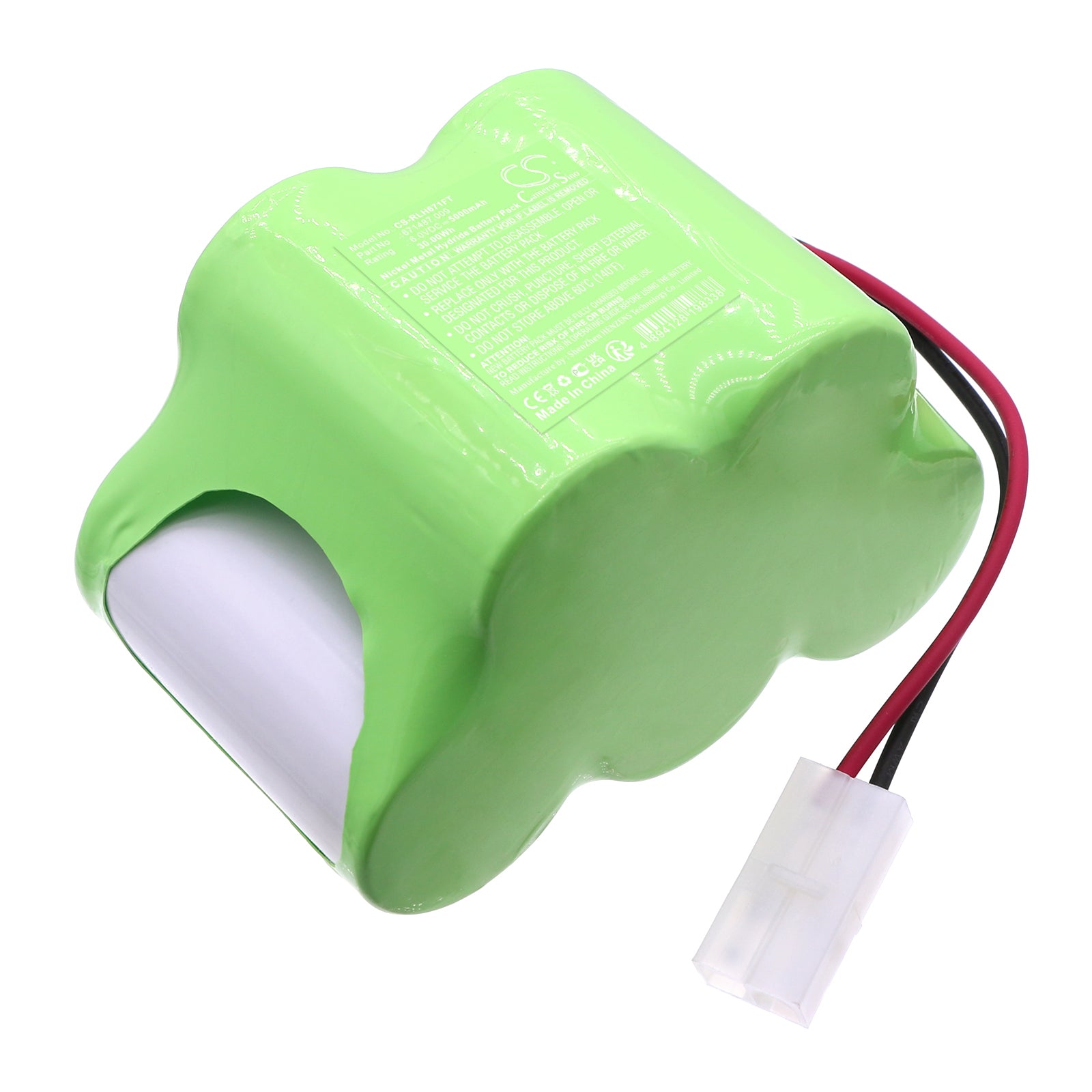 6V 5000mAh Ni-MH Battery Pack for RZB Leuchten EHSS Flashlight - High Capacity Replacement Power Cell 
