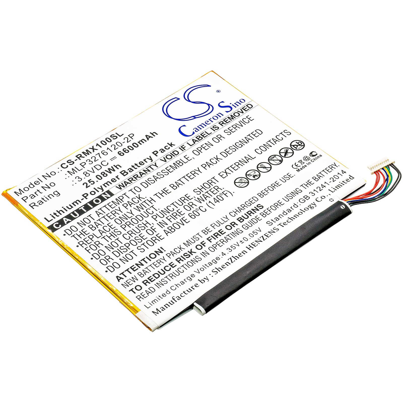 6600mAh Replacement Battery for Verizon Ellipsis 10 & XLTE Tablets - MLP3276120-2P, 3.8V Li-Polymer
