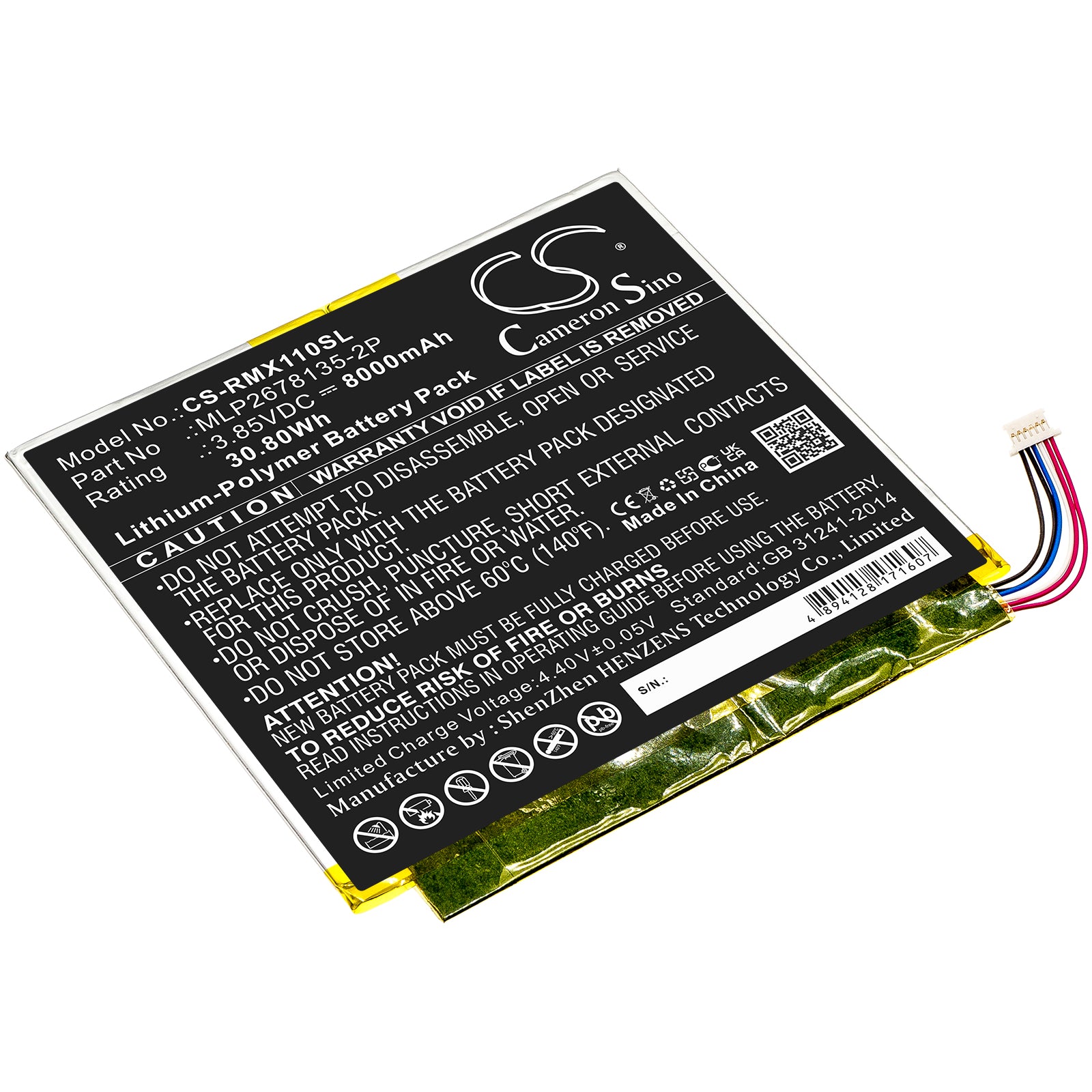8000mAh Replacement Battery for Verizon Ellipsis 10 HD QTAXIA1 10-inch Tablet, 3.85V 30.8Wh
