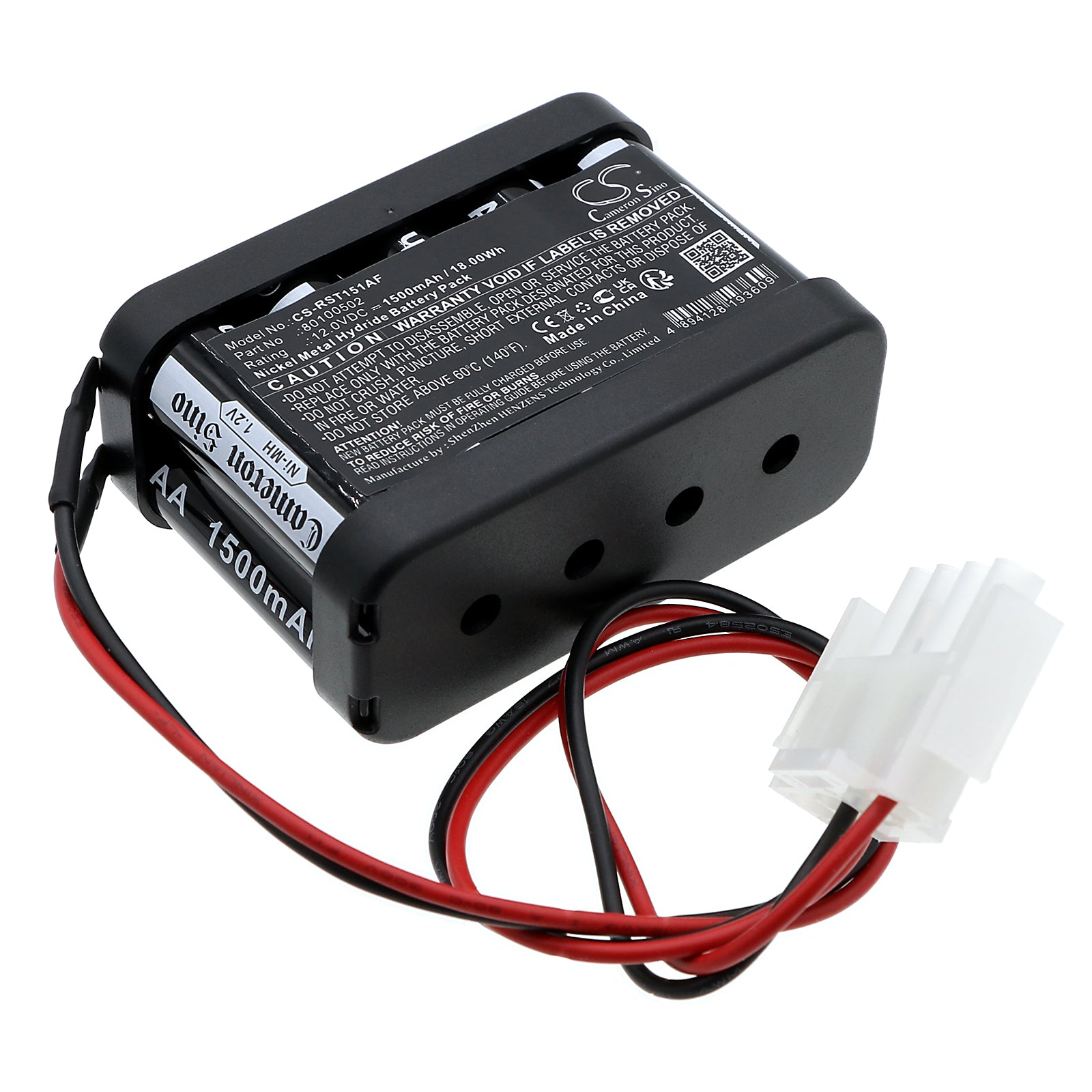 1500mAh 12V Ni-MH Battery for Record STA15 Automatic Doors (73.6x51.2x30.8mm) - Replaces 80100502, 117224, 120007
