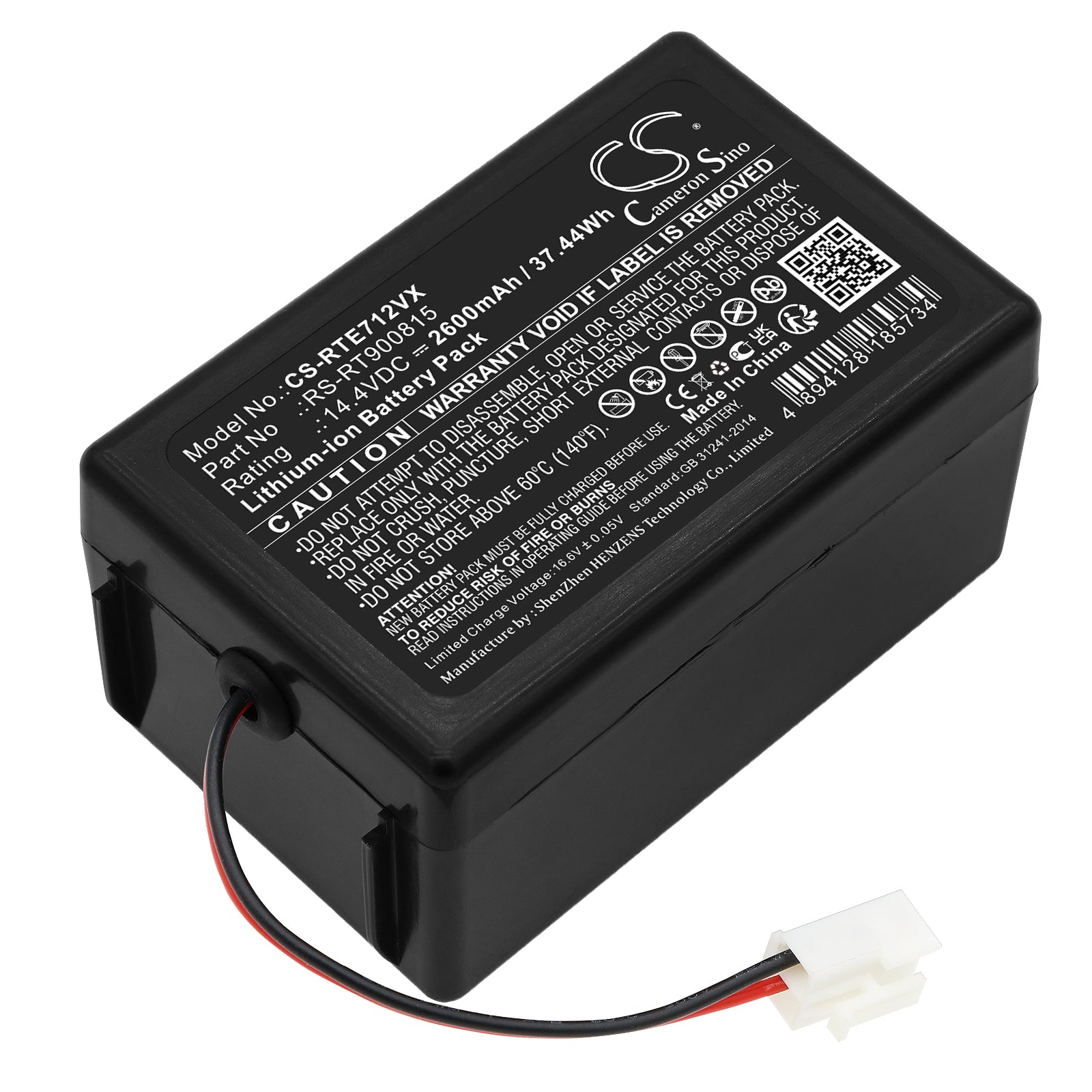 2600mAh 14.4V Li-ion Battery Replacement for Rowenta Smart Force Extreme RR71XX Robot Vacuum

