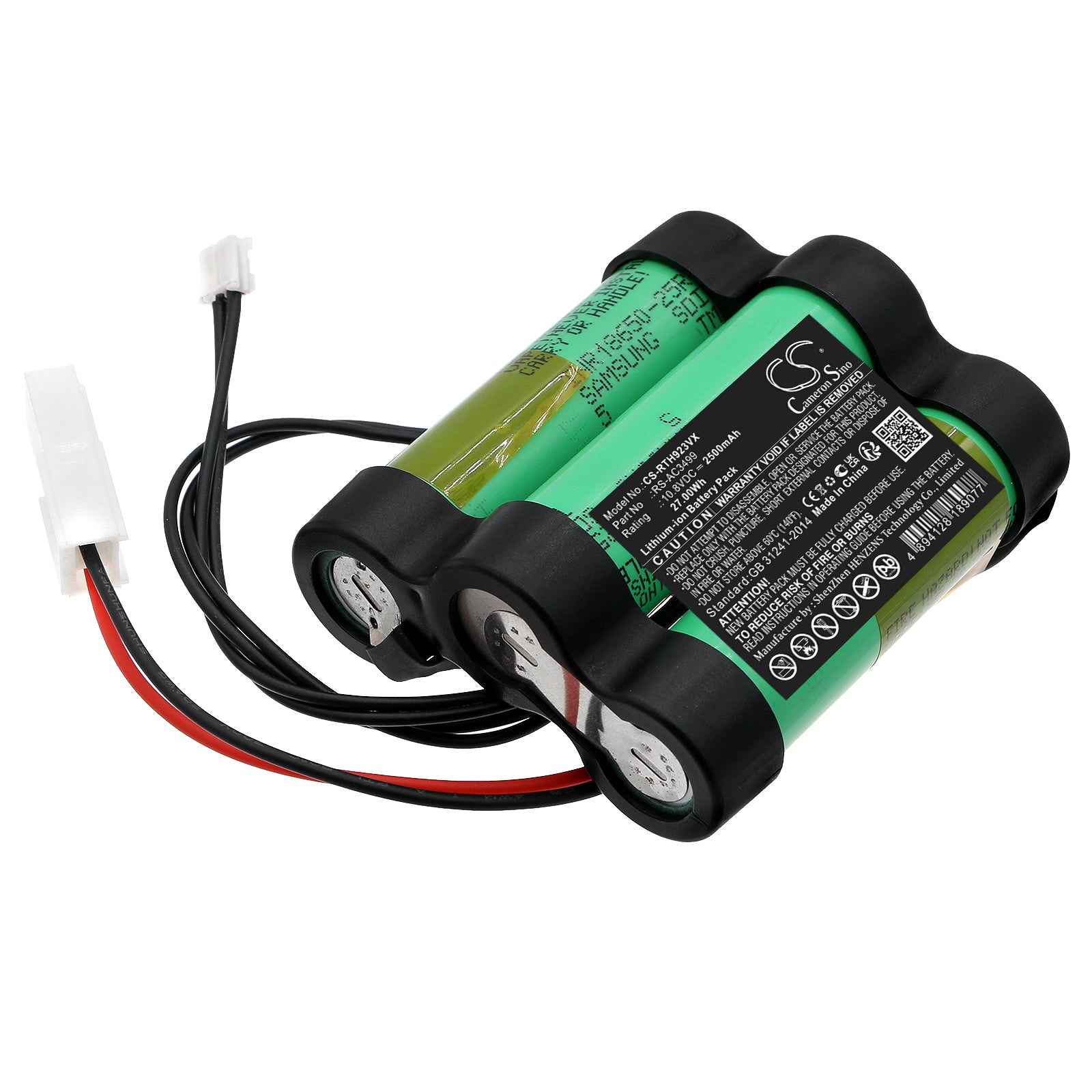 2500mAh 10.8V Li-ion Replacement Battery for Rowenta AC923501 Vacuum - RS-AC3499 (68.6x60x27.7mm)
