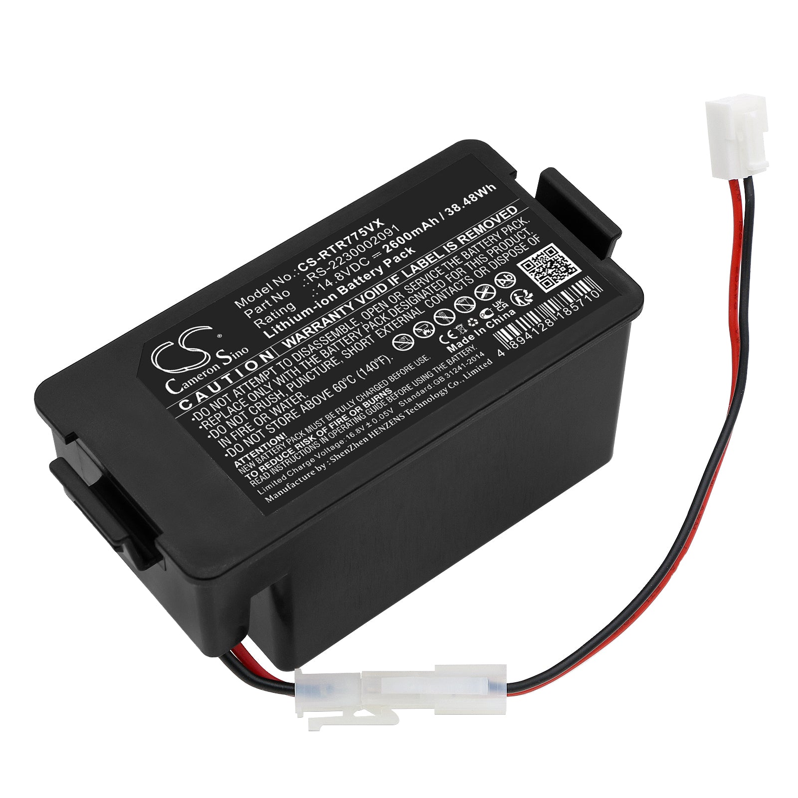 2600mAh 14.8V Li-ion Battery Replacement for Rowenta Explorer 80 & Tefal RG7765 Robot Vacuum - RR7 Series.
