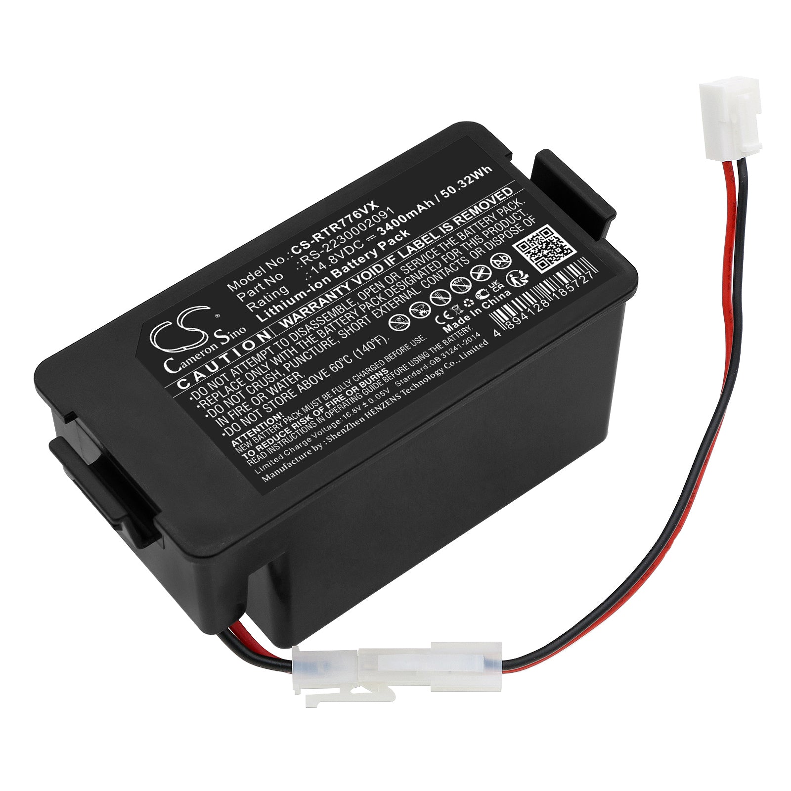 3400mAh Replacement Battery for Rowenta Explorer Serie 80 & Tefal RG7765WH Robot Vacuum - 14.8V Li-ion
