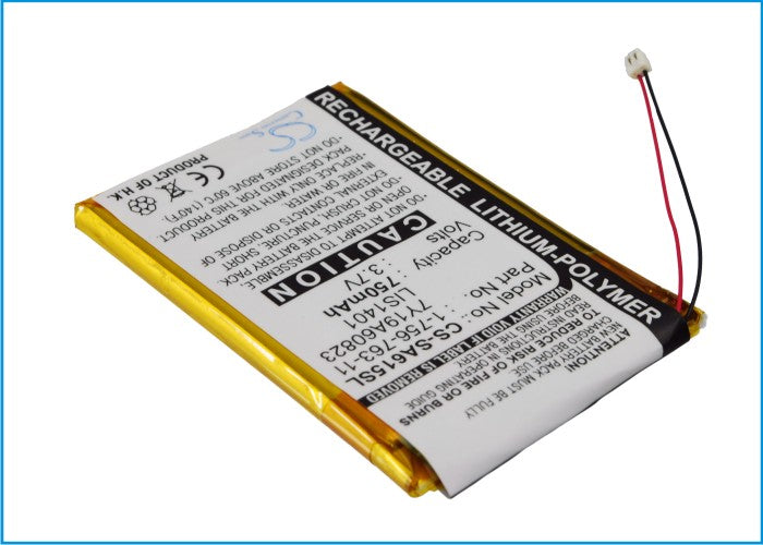 750mAh Replacement Battery for Sony NWZ-S600, S610, S710 Series Media Players - LIS1401, 1-756-763-11 
