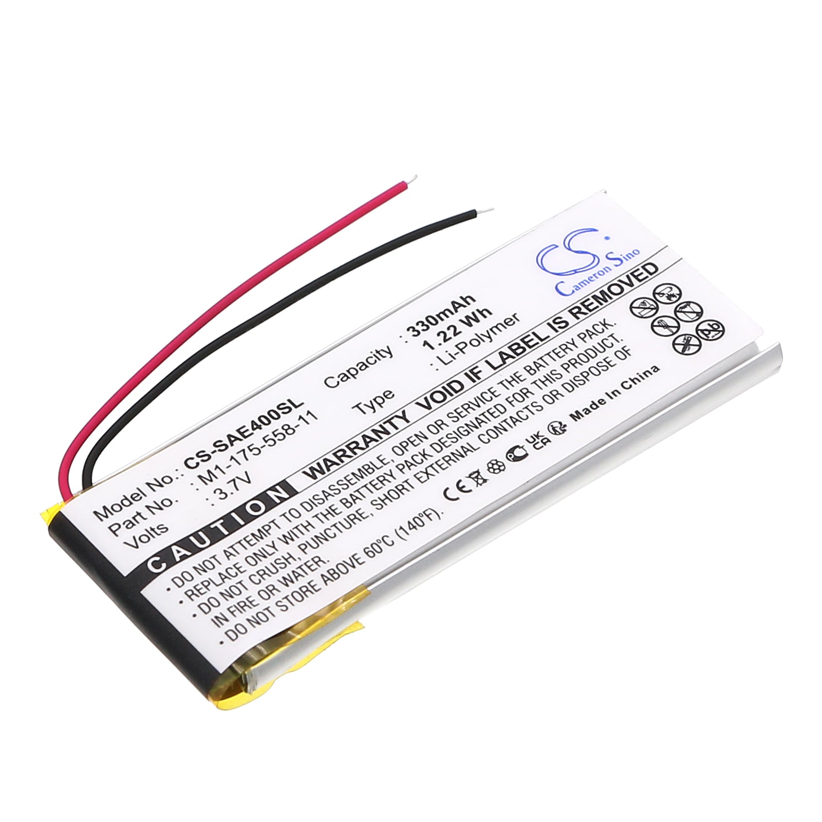 330mAh Replacement Battery for Sony NW-E403 NW-E505 NWZ-S544 Media Player - 3.7V Li-Polymer
