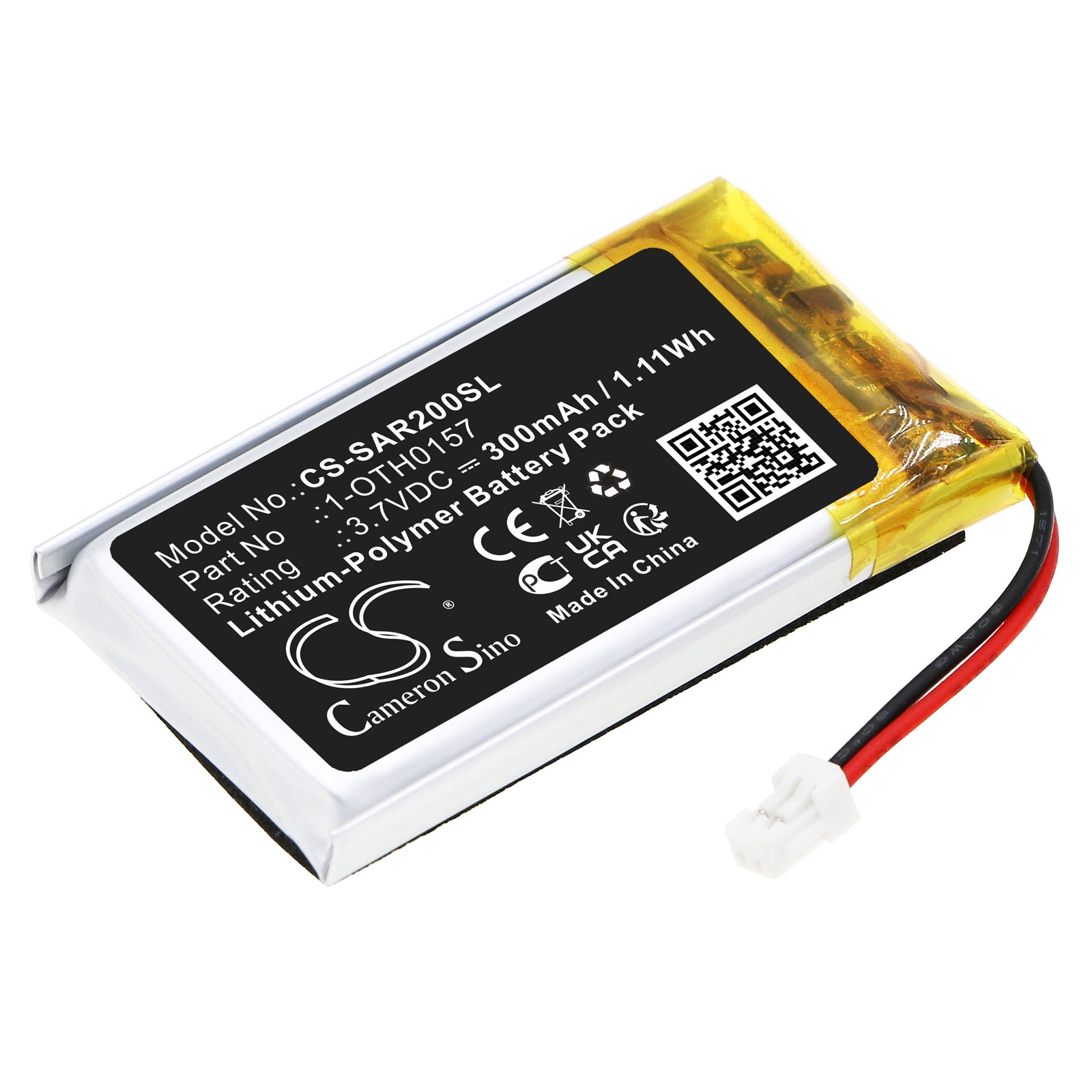 300mAh 3.7V Li-Polymer Replacement Battery for Samson Swar2 Airline Micro AR2 Wireless Headset Microphone
